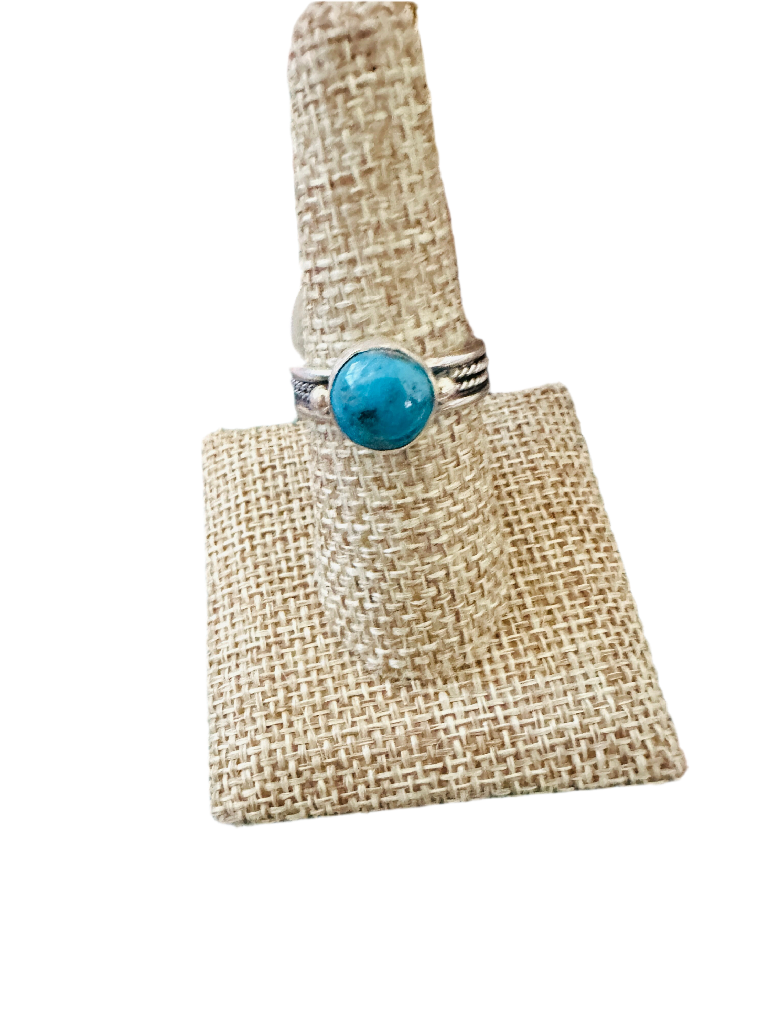 Handcrafted Turquoise & Sterling Silver Ring Size 8