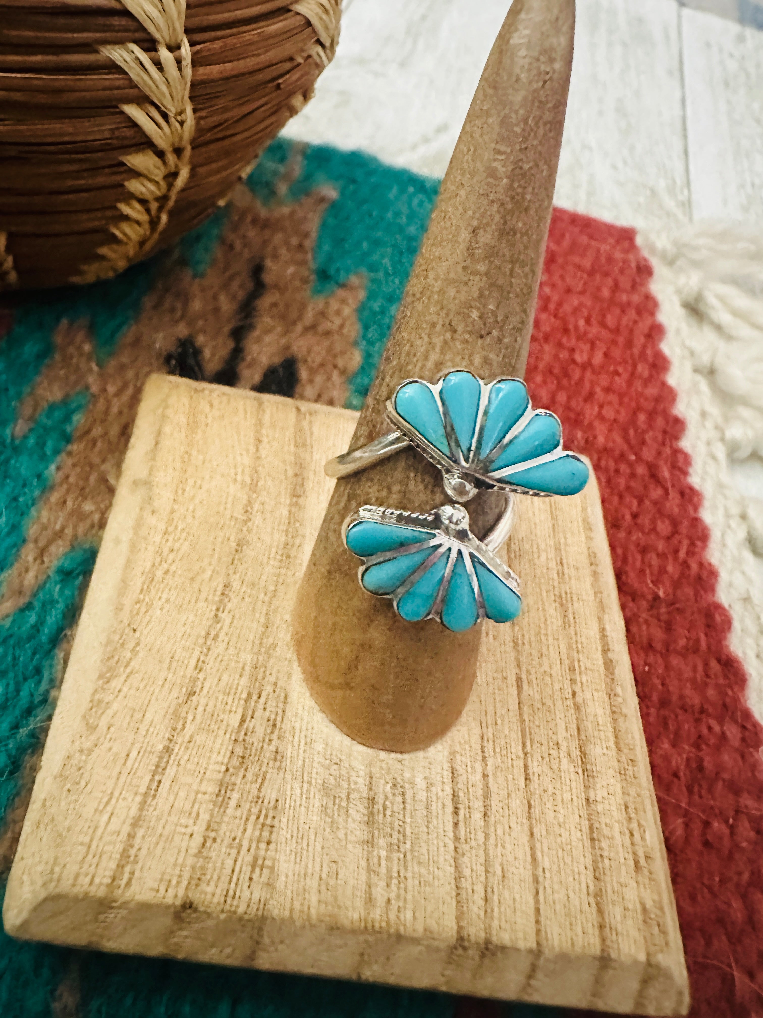 Handcrafted Sterling Silver & Turquoise Adjustable Ring