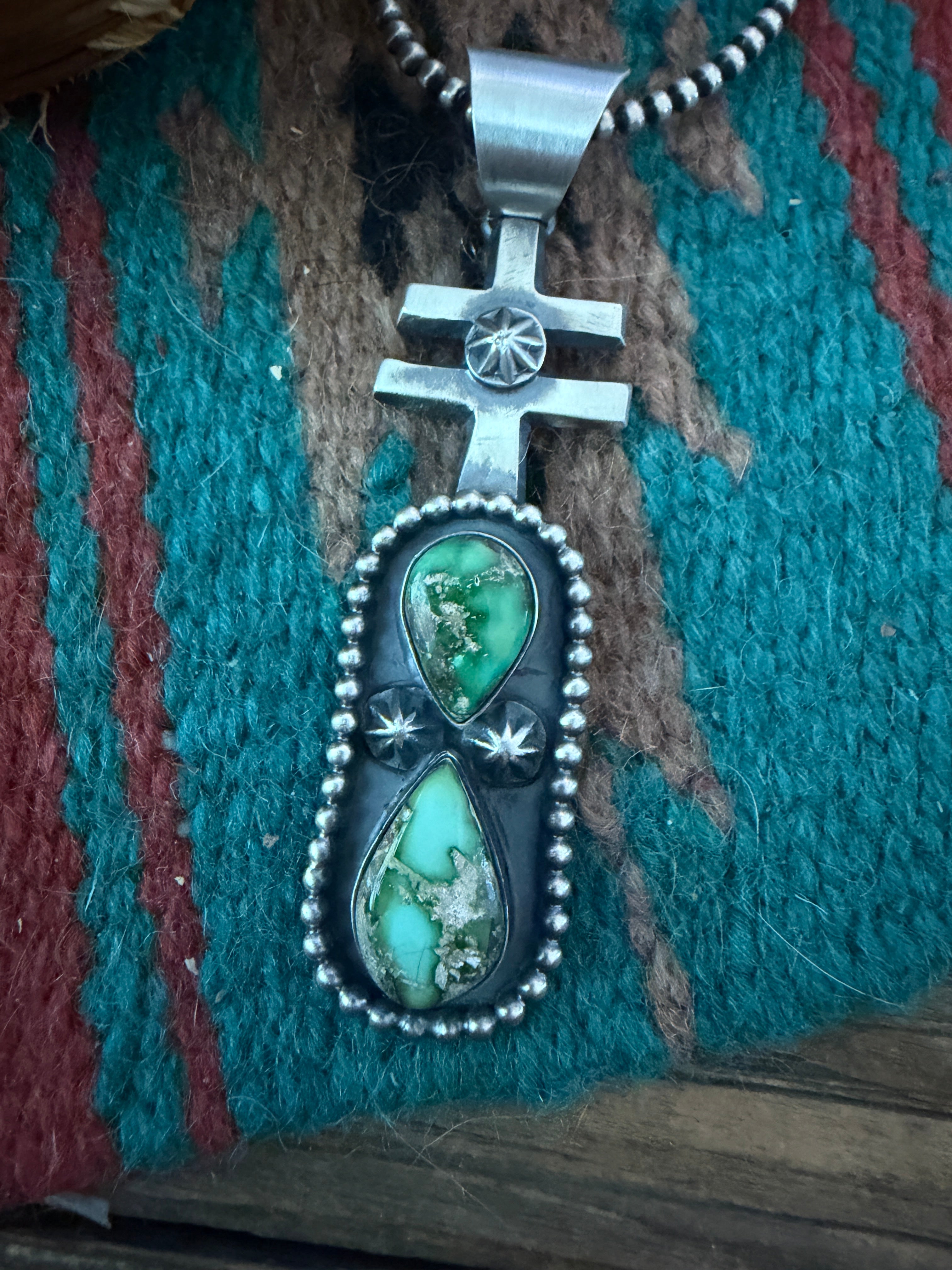 Handcrafted Sterling Silver & Sonoran Gold Turquoise Pendant by Chimney Butte