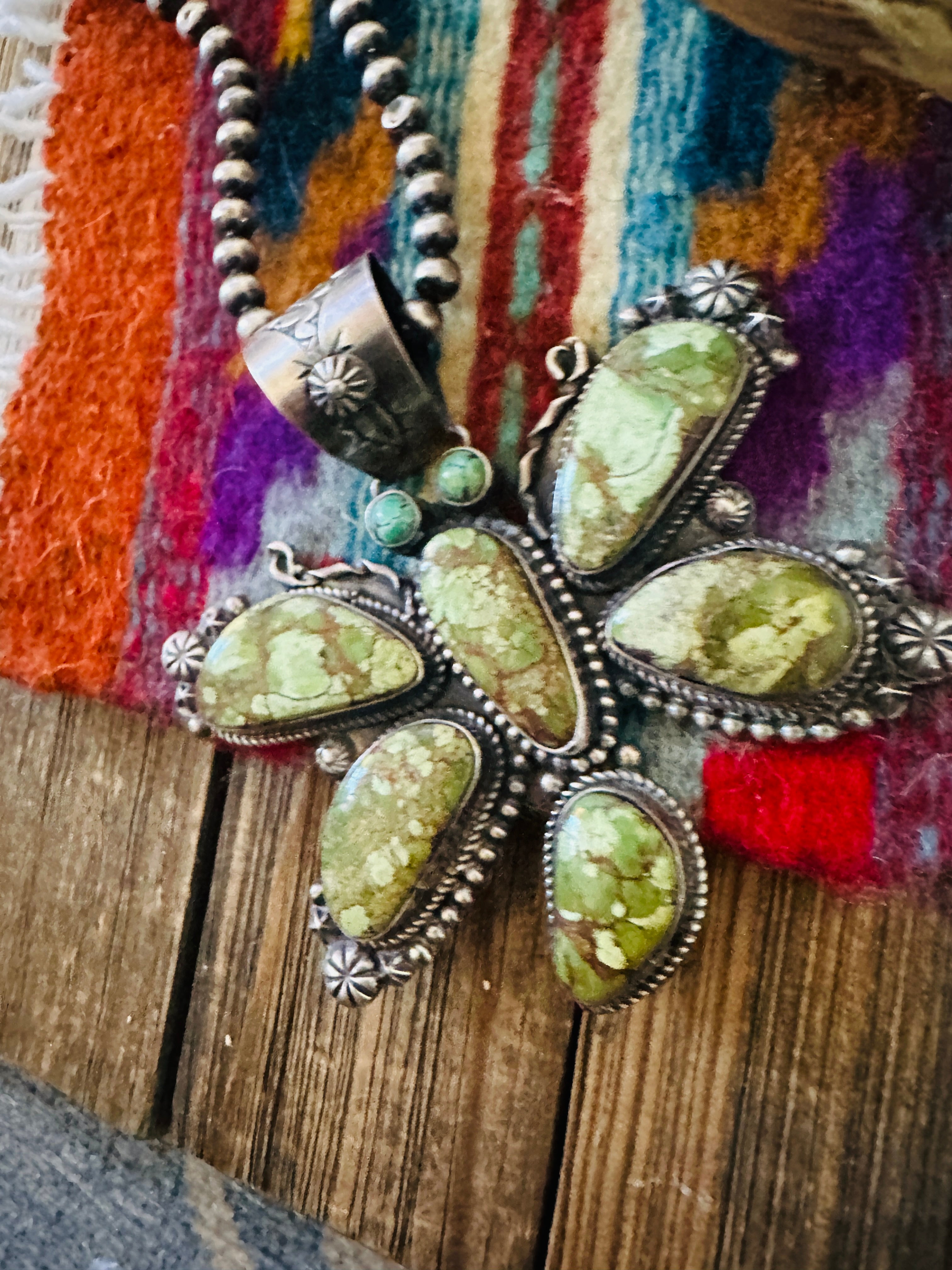 Handcrafted Sterling Silver & Egyptian Turquoise Butterfly Pendant by Rosella Paxson