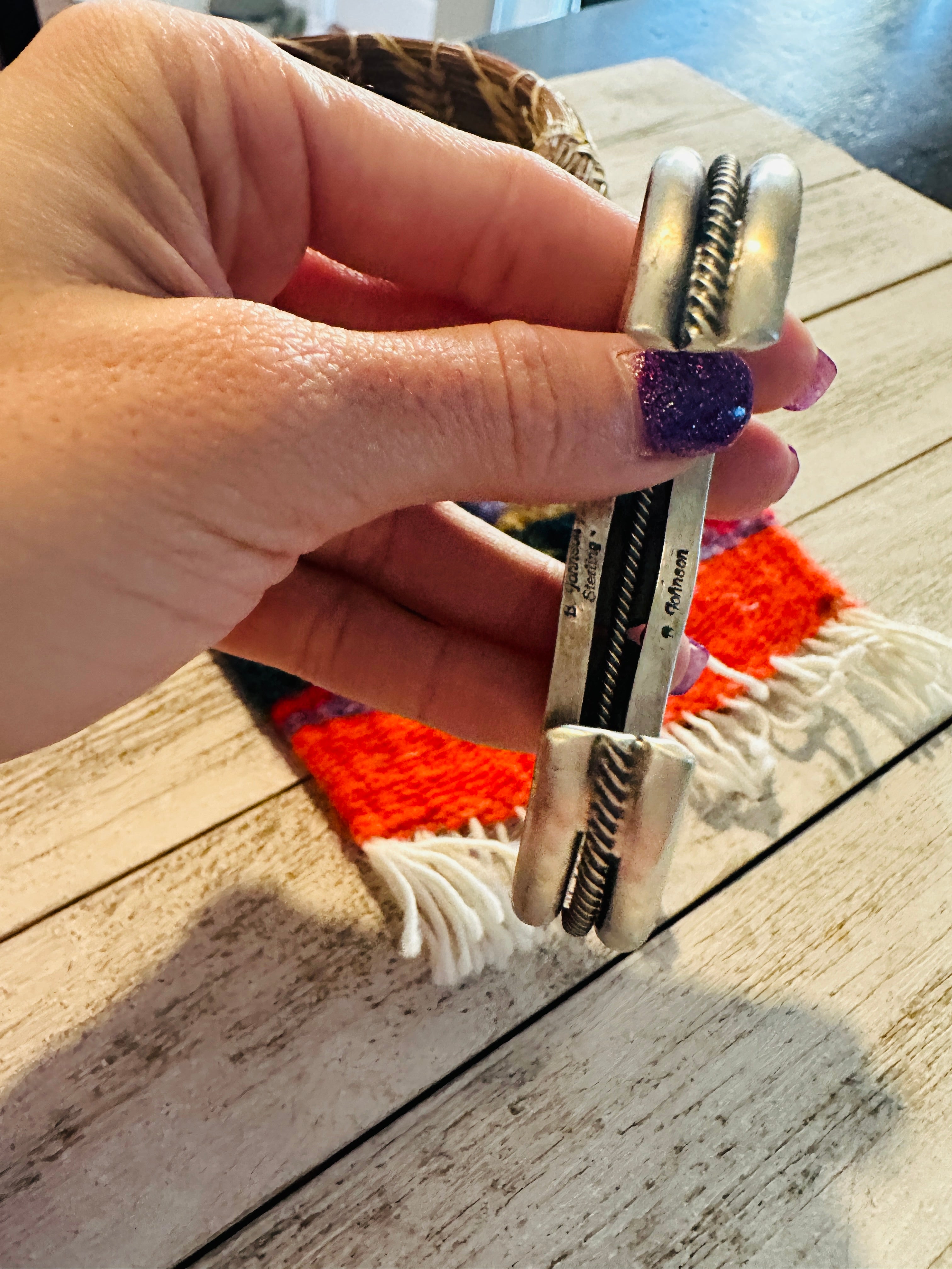 Handcrafted Golden Hills Turquoise & Sterling Silver Cuff Bracelet /