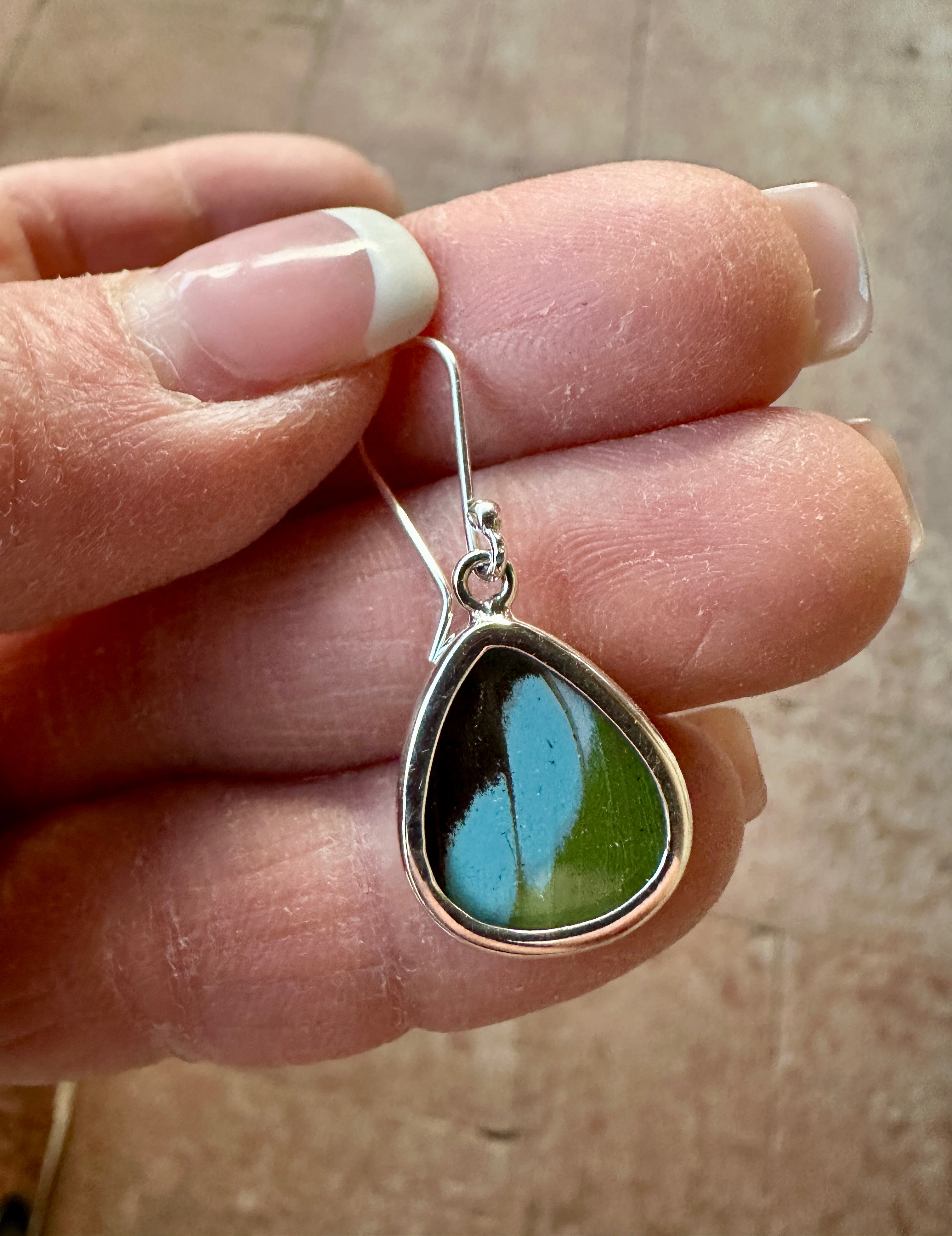 Nessaea Green Butterfly Dangle Earrings