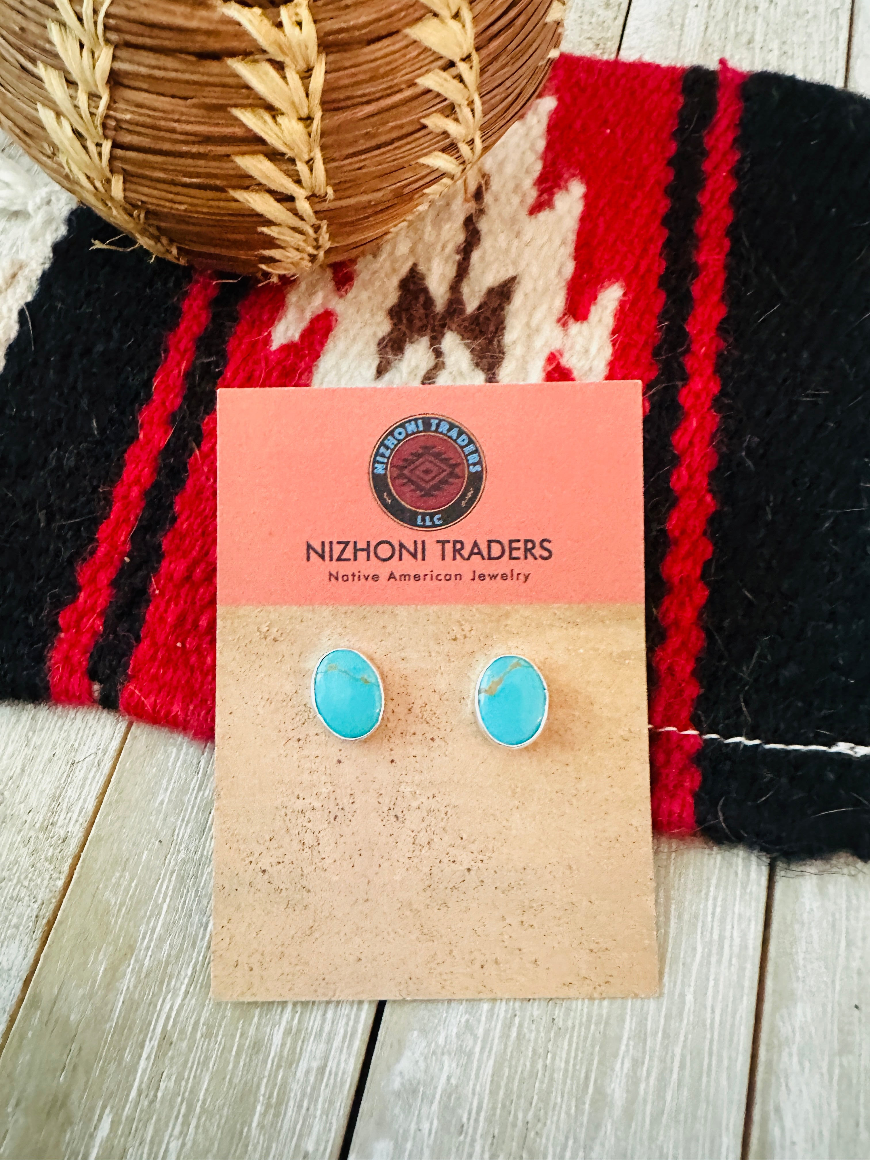 Handcrafted Turquoise & Sterling Silver Stud Earrings