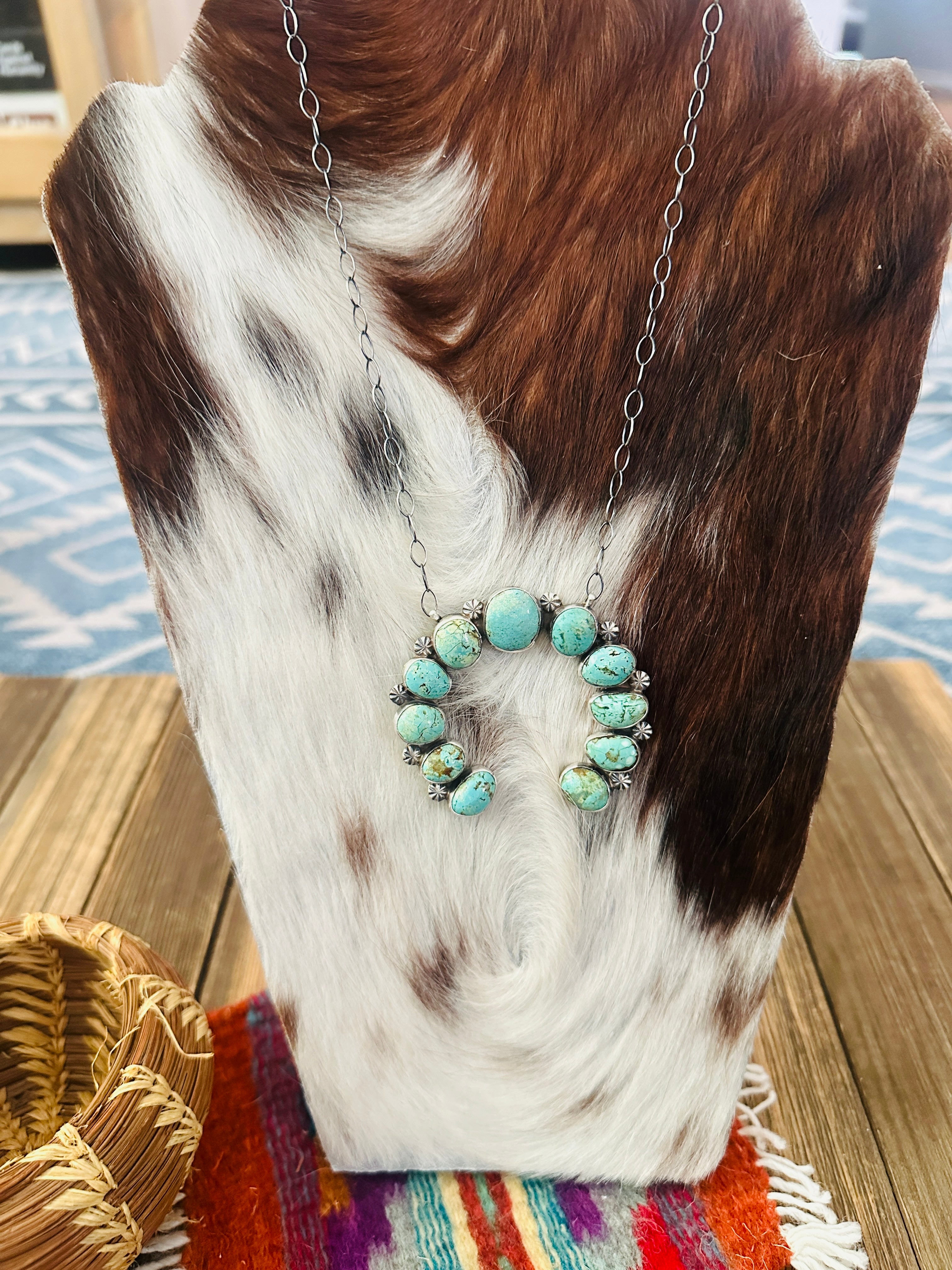 Handcrafted Sterling Silver & Turquoise Naja Necklace by Jameson Garcia