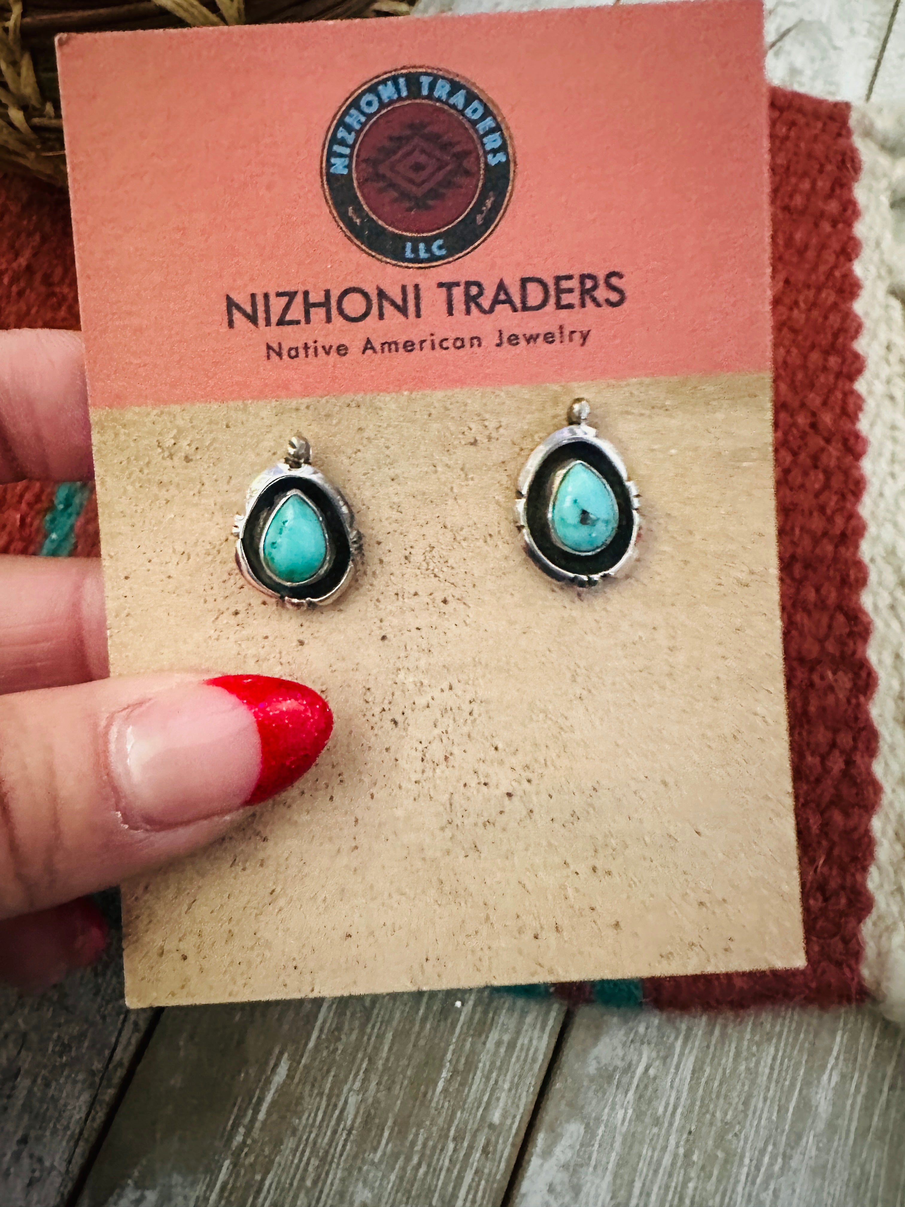 Handcrafted Sterling Silver & Turquoise Stud Earrings