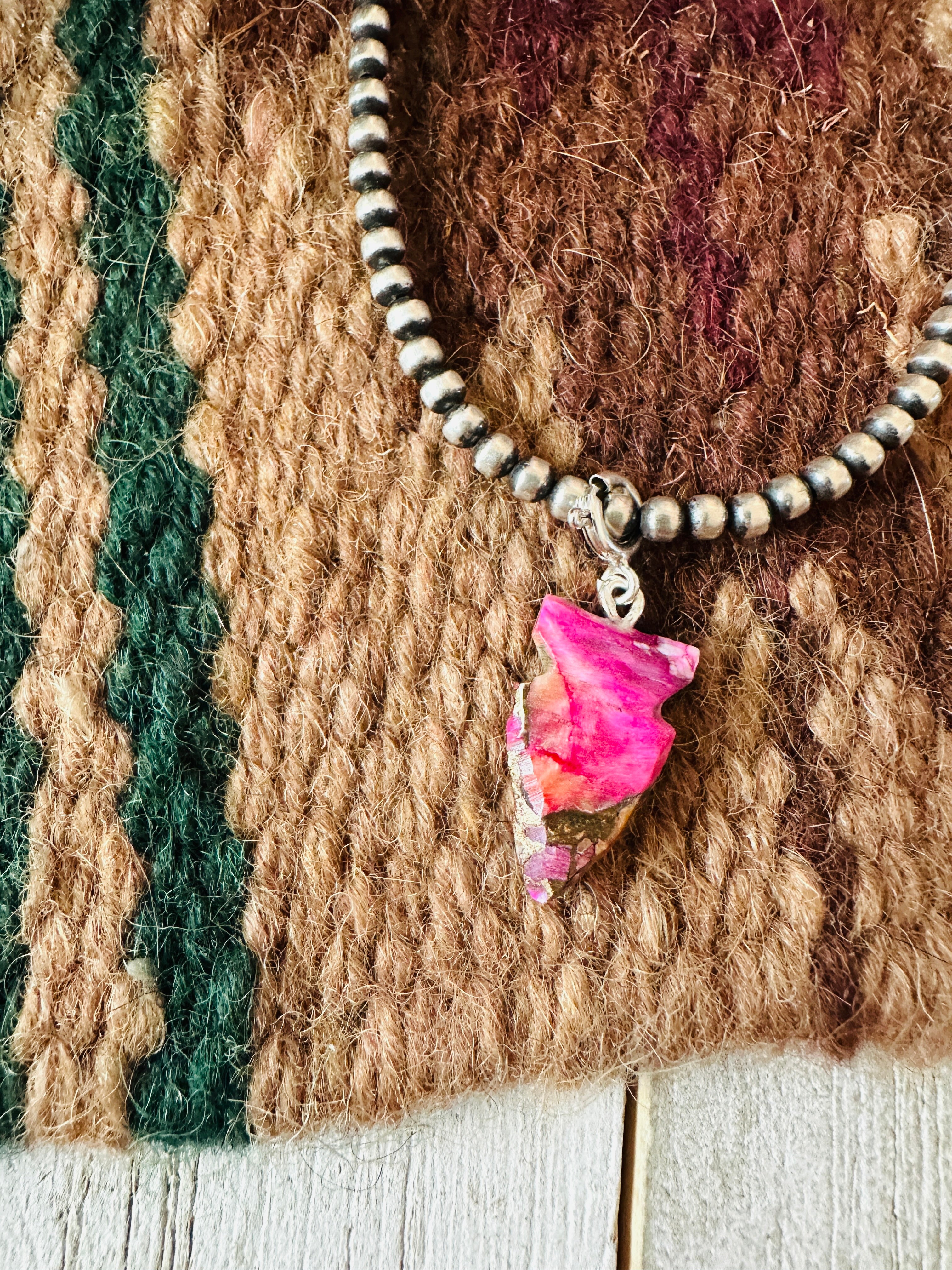 Handcrafted Hand Carved Pink Mojave Arrowhead Charm