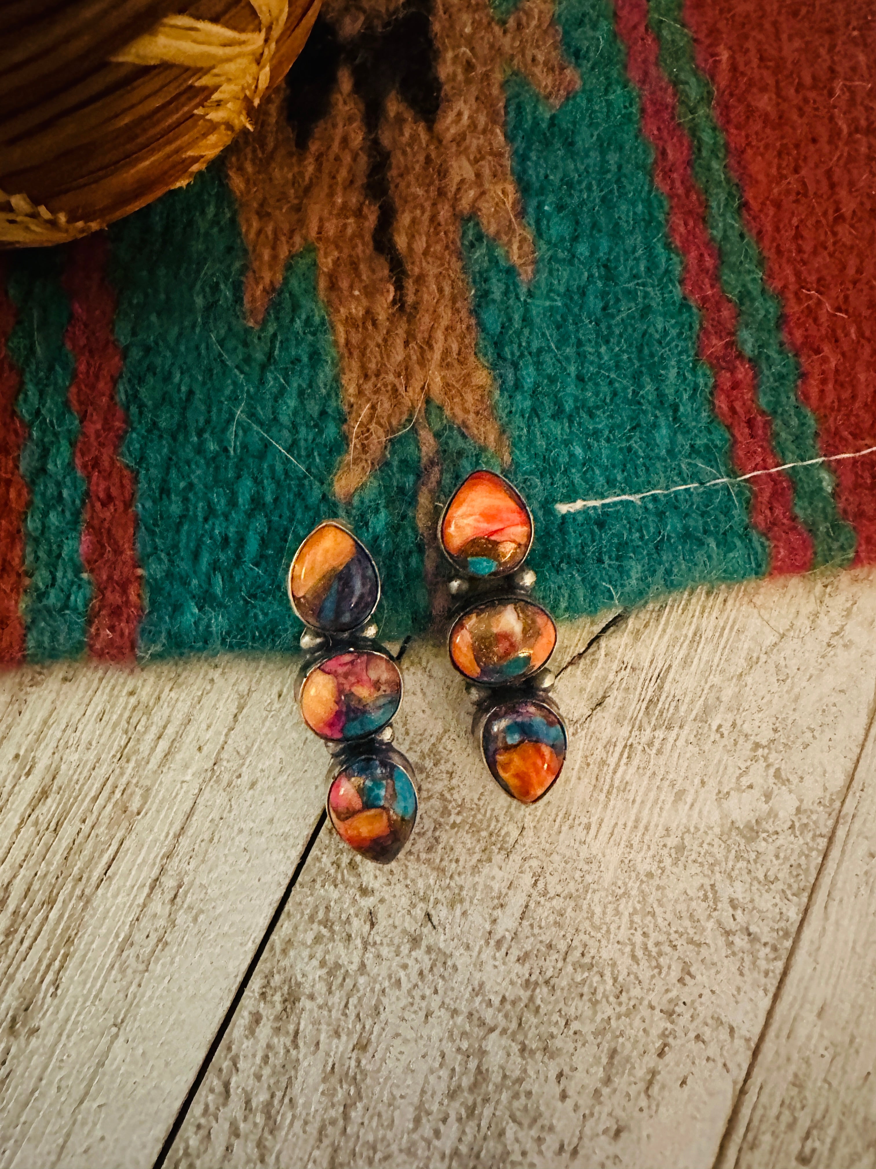 Handcrafted Pink Dream Mojave & Sterling Silver Post Earrings