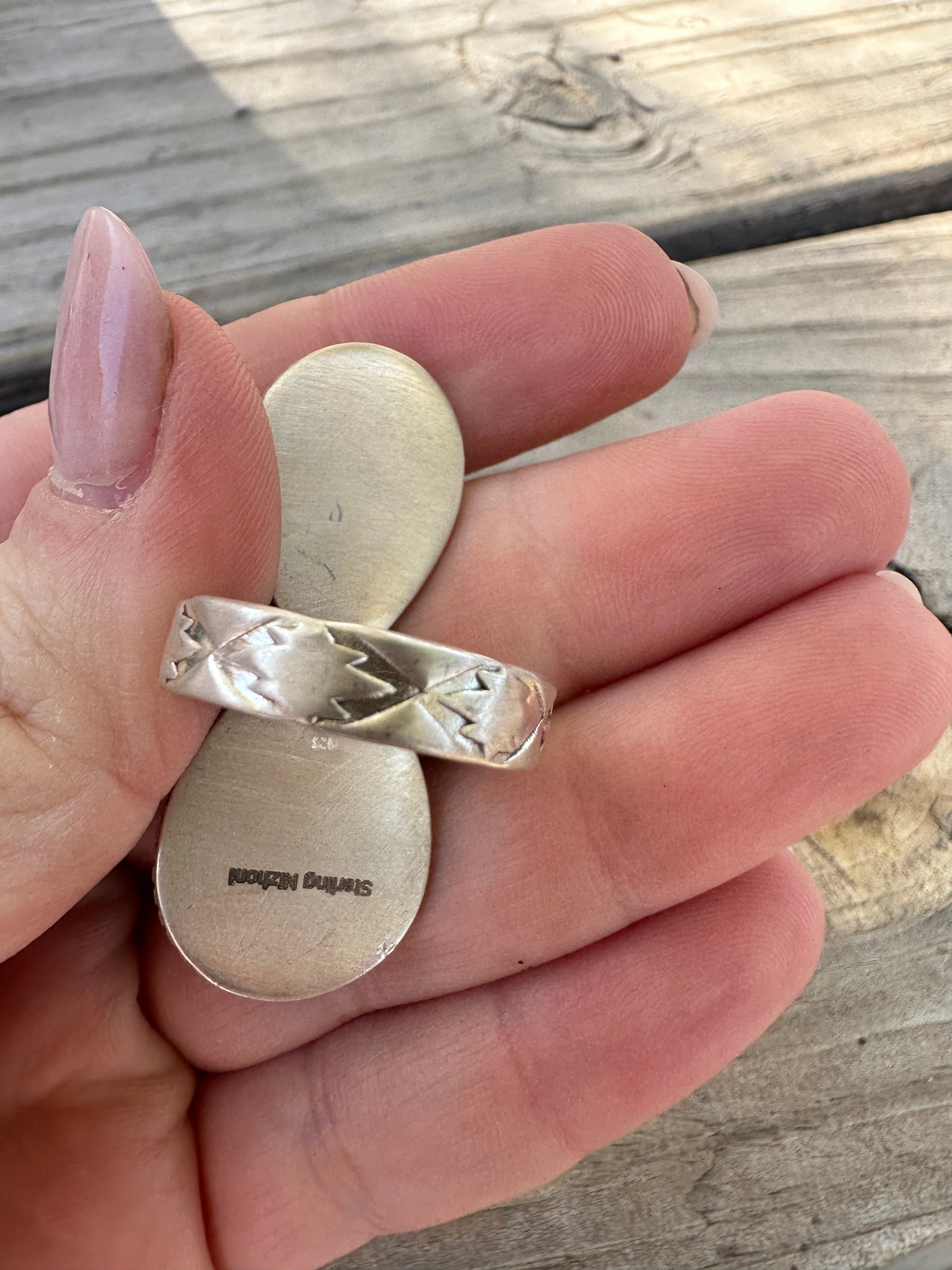 Beautiful Handmade Dahlia Rose And Sterling Silver Adjustable 2 Stone Ring