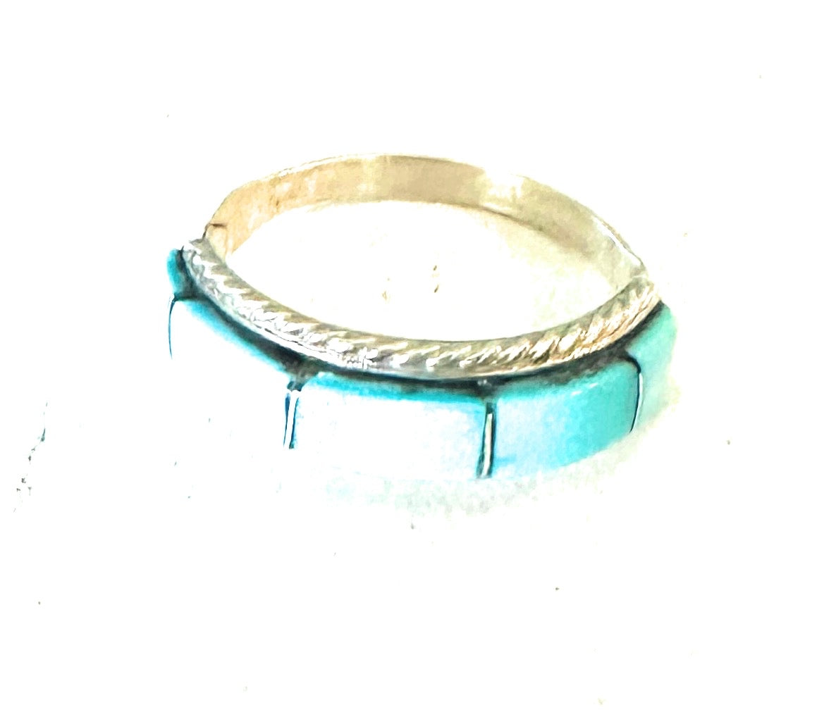 Handcrafted Sterling Silver & 5 Stone Turquoise Inlay Band Ring