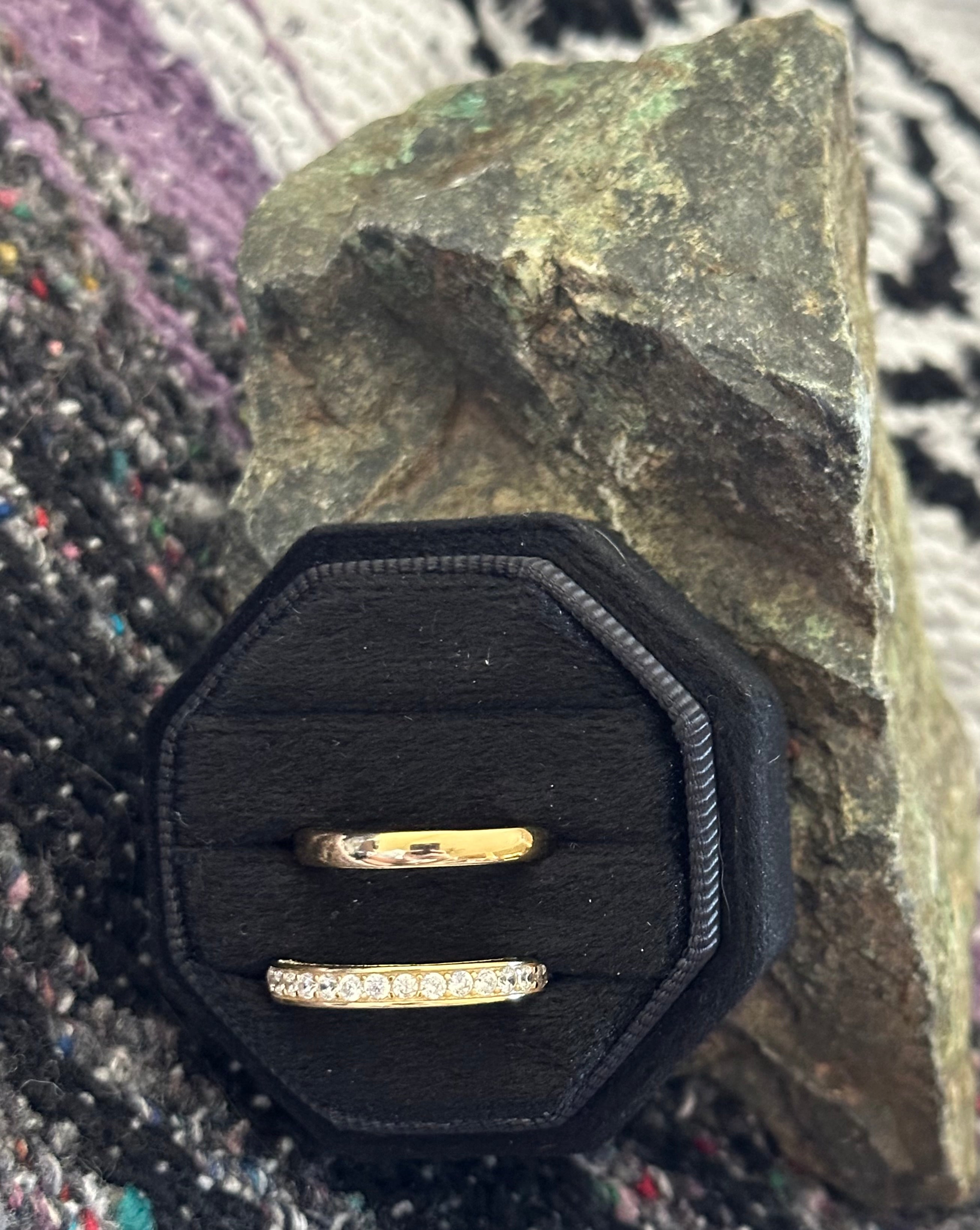 Sterling Silver Gold Jackie CZ Stacking 2 Ring Set