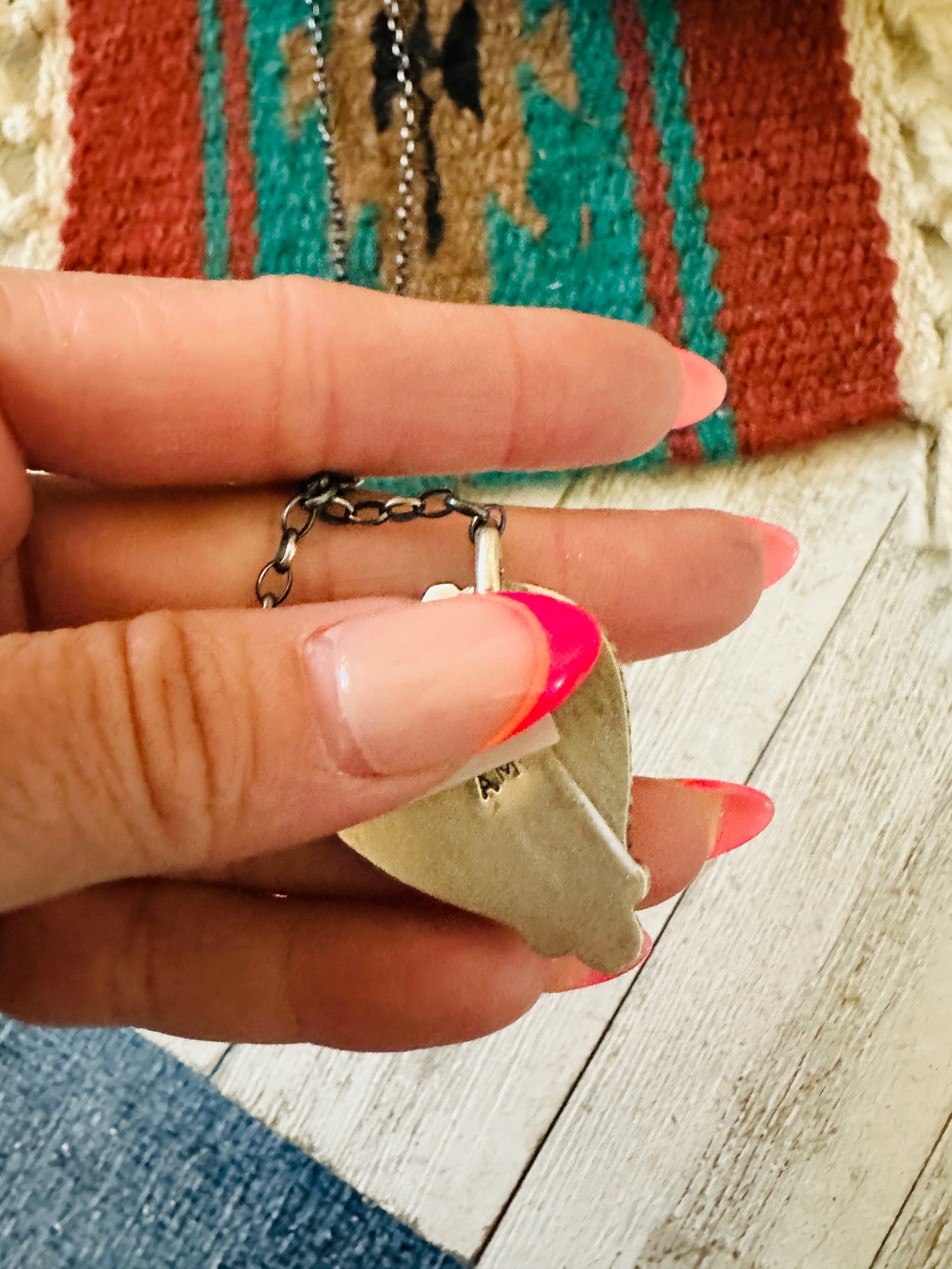 Handcrafted Sterling Silver & Orange Spiny Heart Necklace