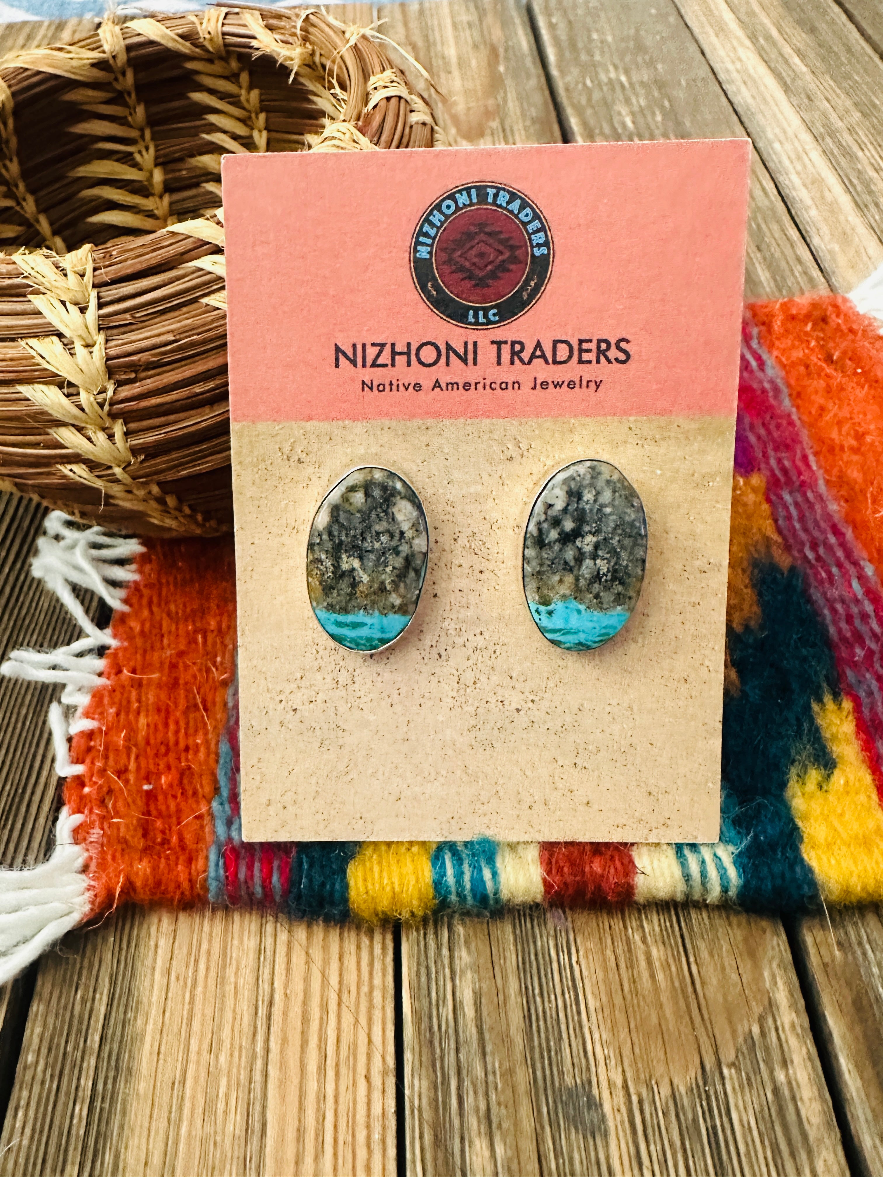 Handcrafted Blue Moon Turquoise & Sterling Silver Post Earrings