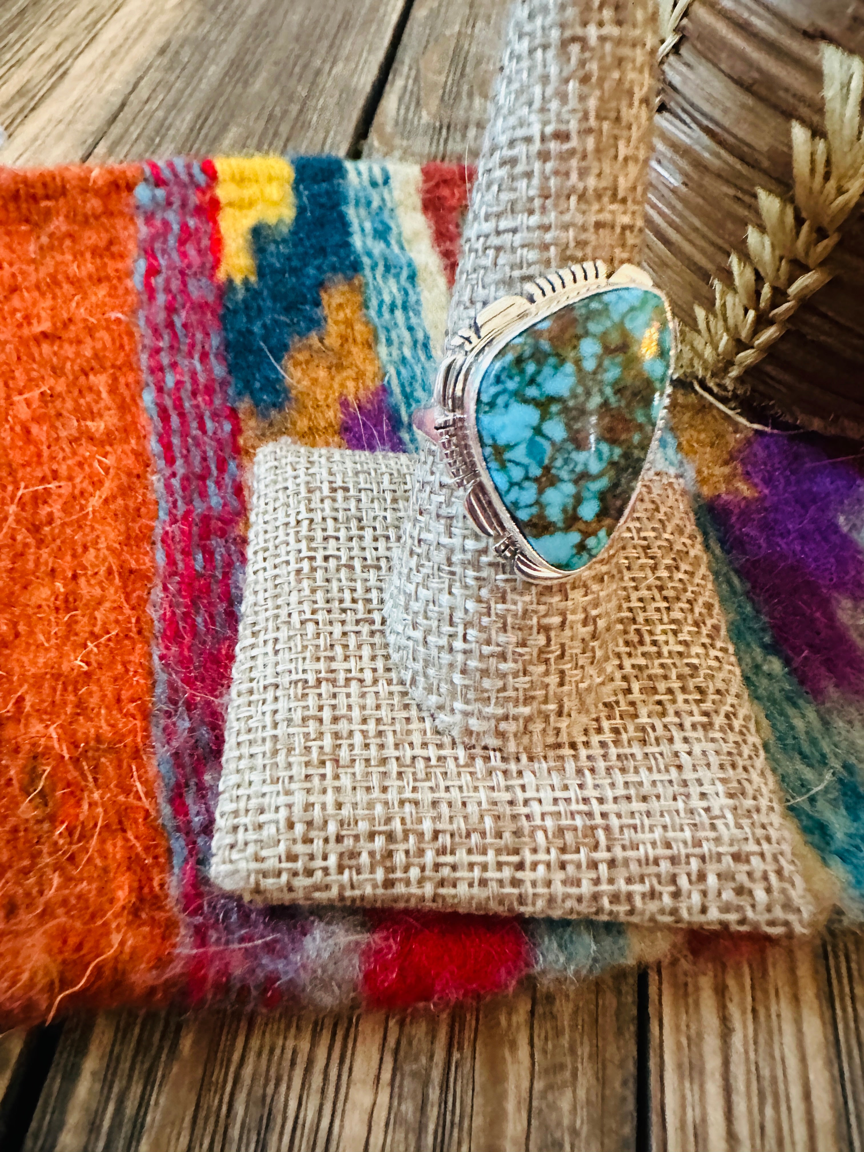 Handcrafted Sonoran Mountain Turquoise & Sterling Silver Ring size 9