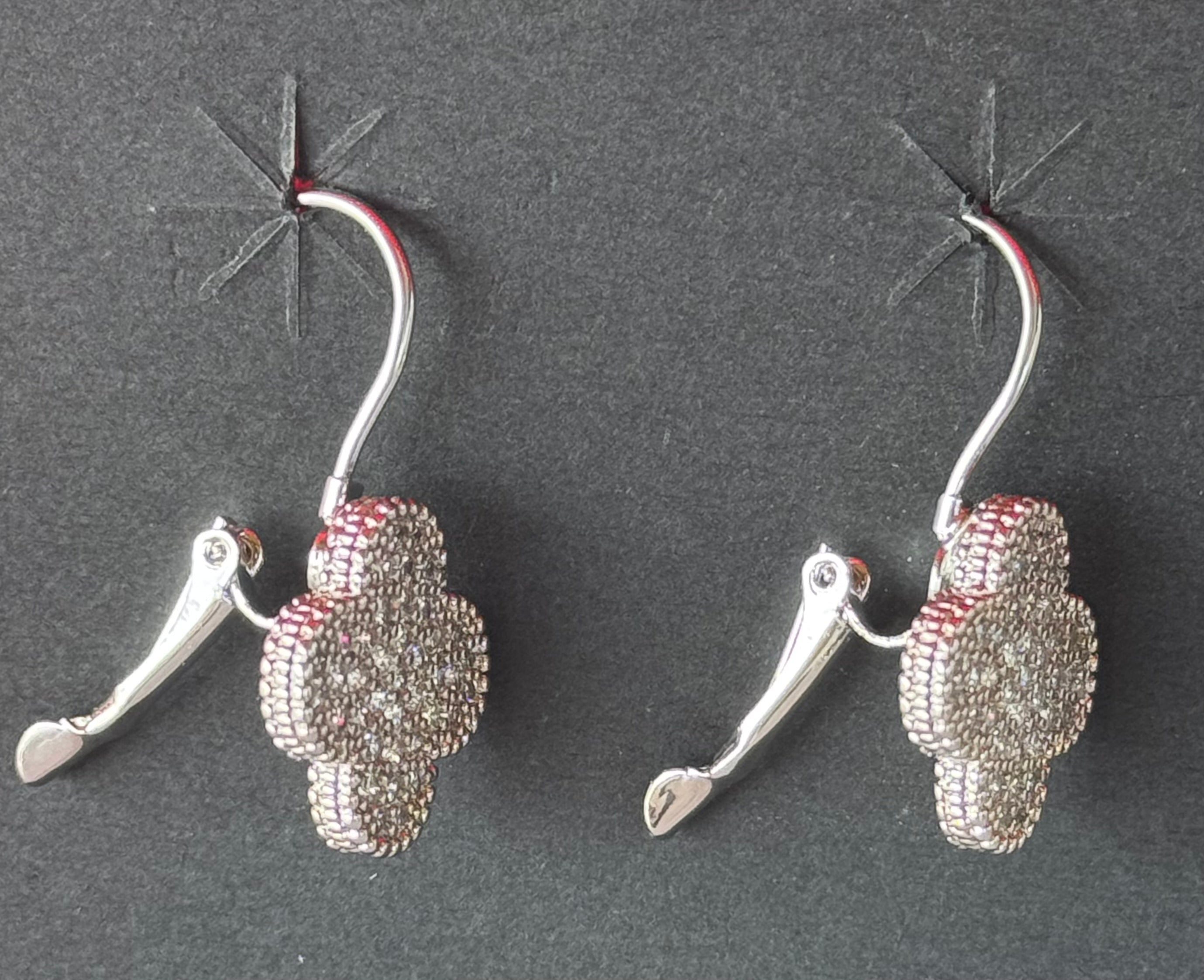 Silver Plated CZ Clover Cross Wire Earrings