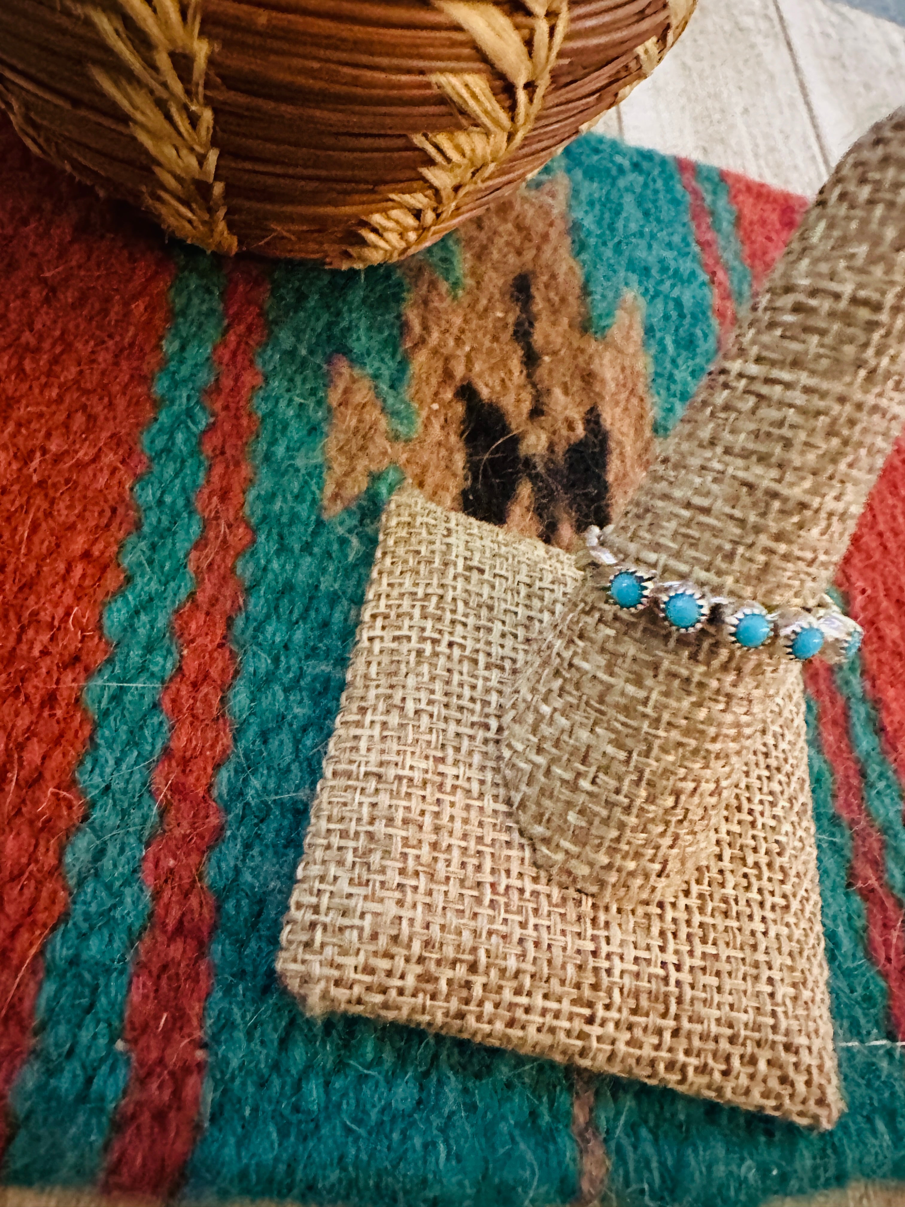 Handcrafted Turquoise & Sterling Silver Twisted Band Ring