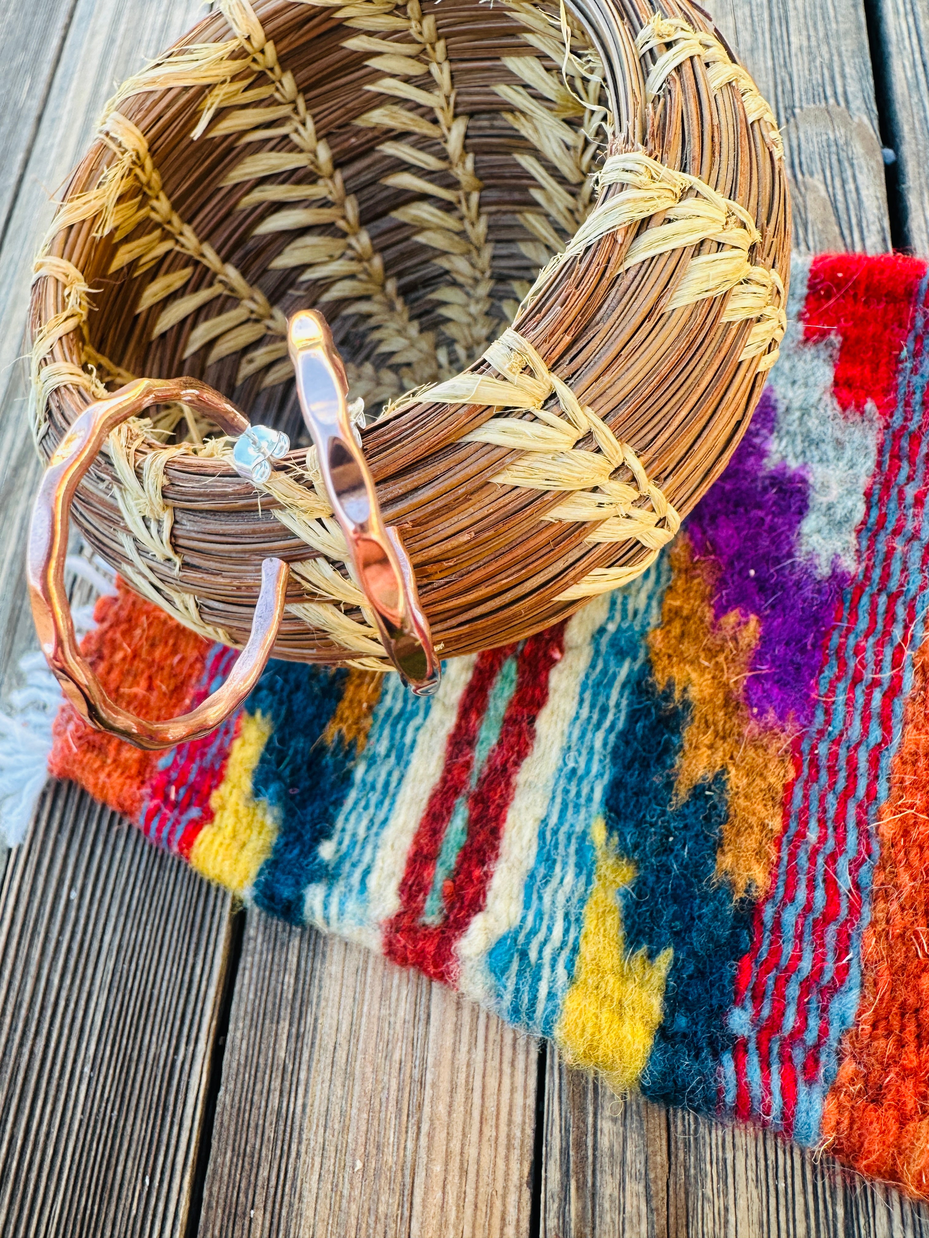 Handcrafted Hammered Copper Hoop Earrings