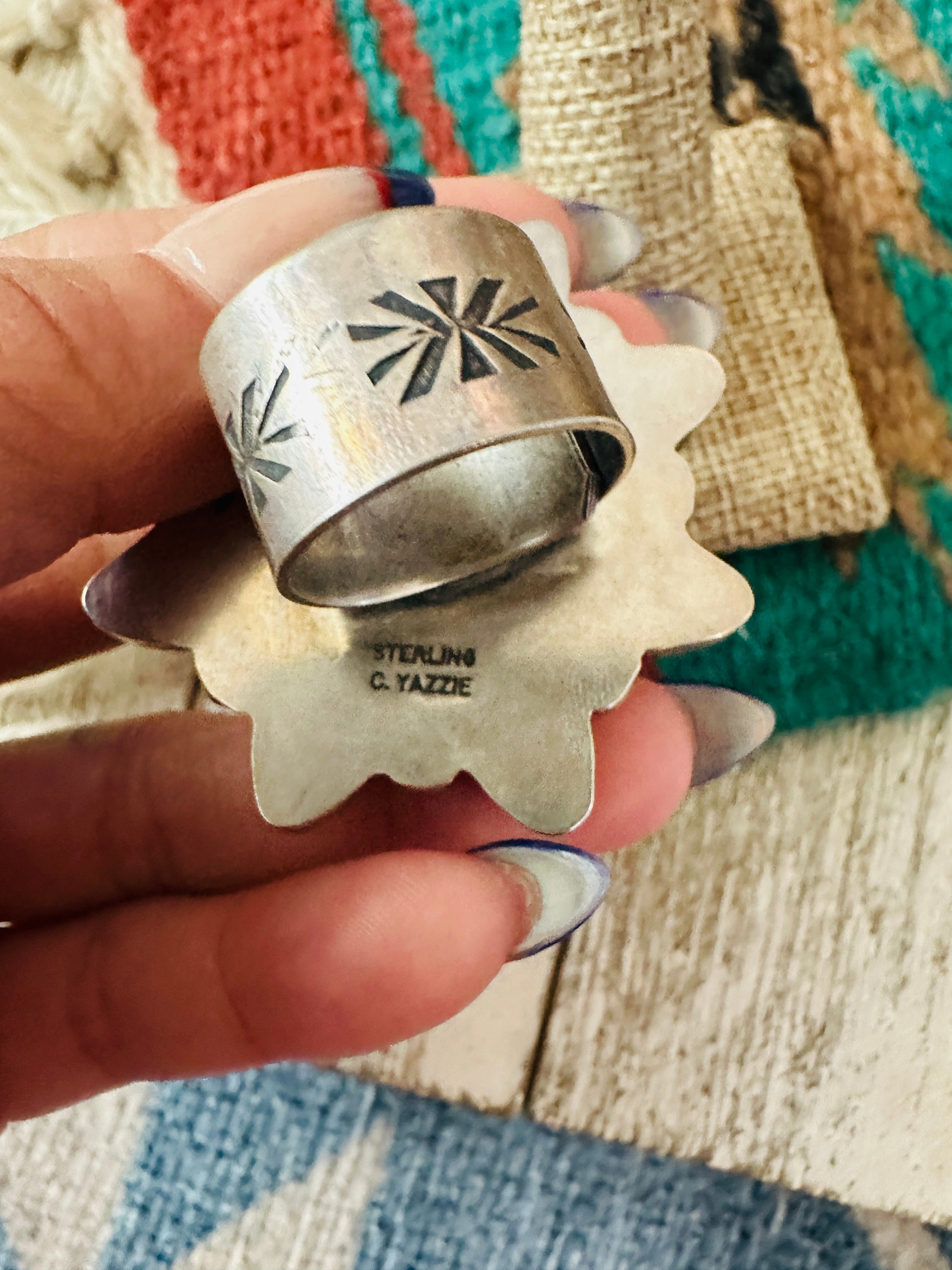 Handcrafted Sterling Silver & Queen Pink Conch Cluster Adjustable Ring