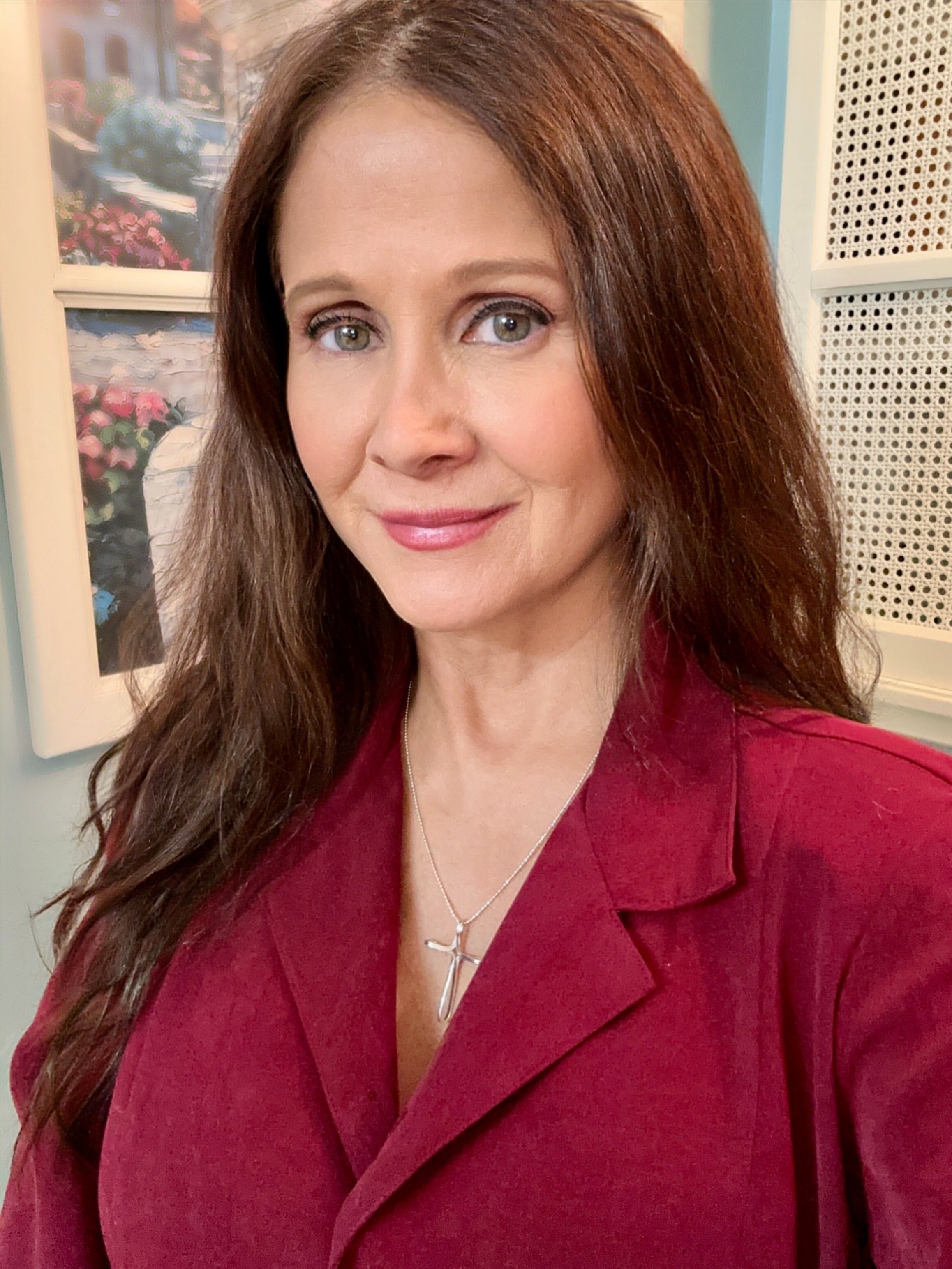 Large Hammered Ribbon Cross Sterling Silver Pendant Necklace