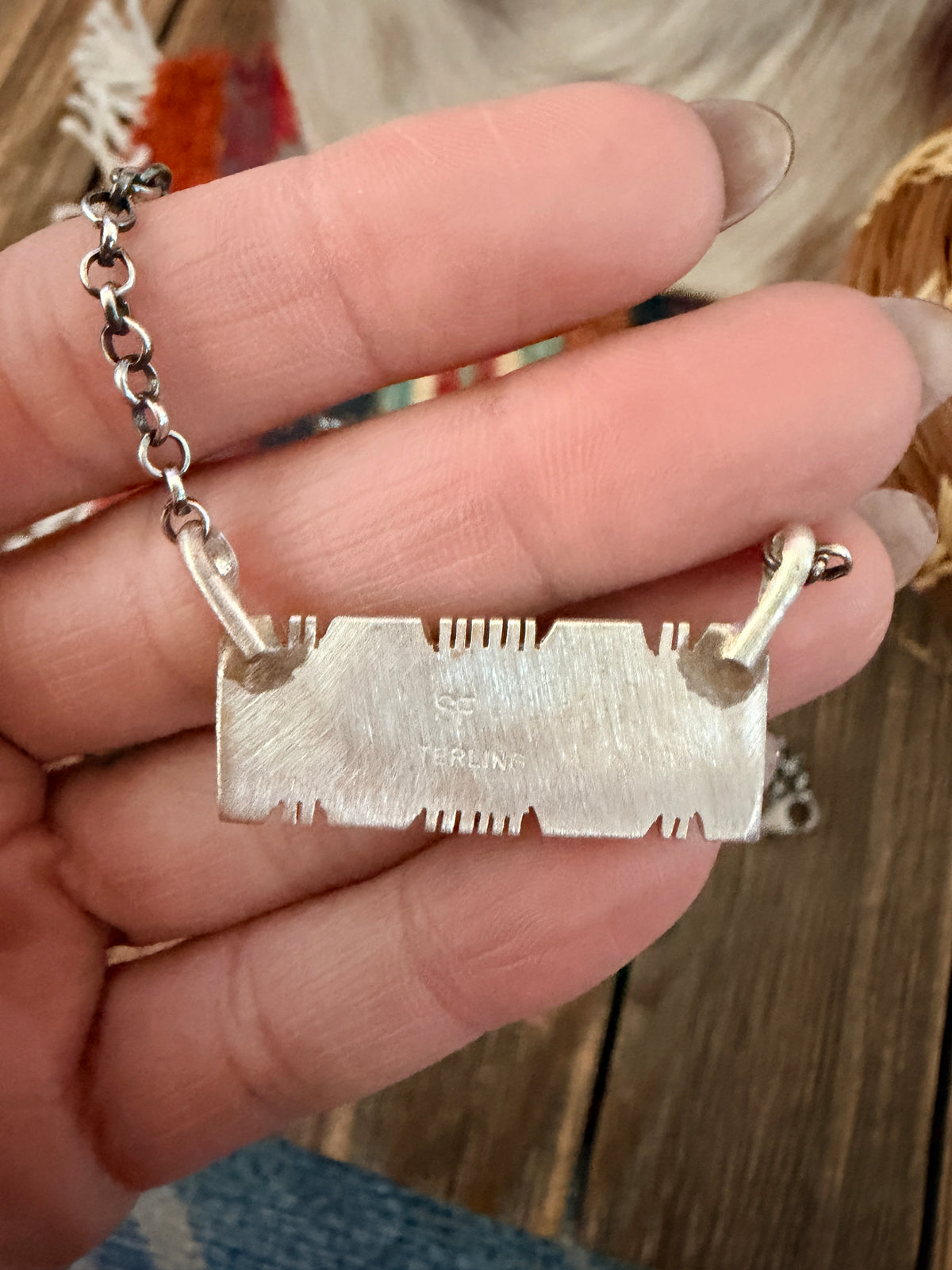 Handcrafted Turquoise & Sterling Silver Bar Necklace