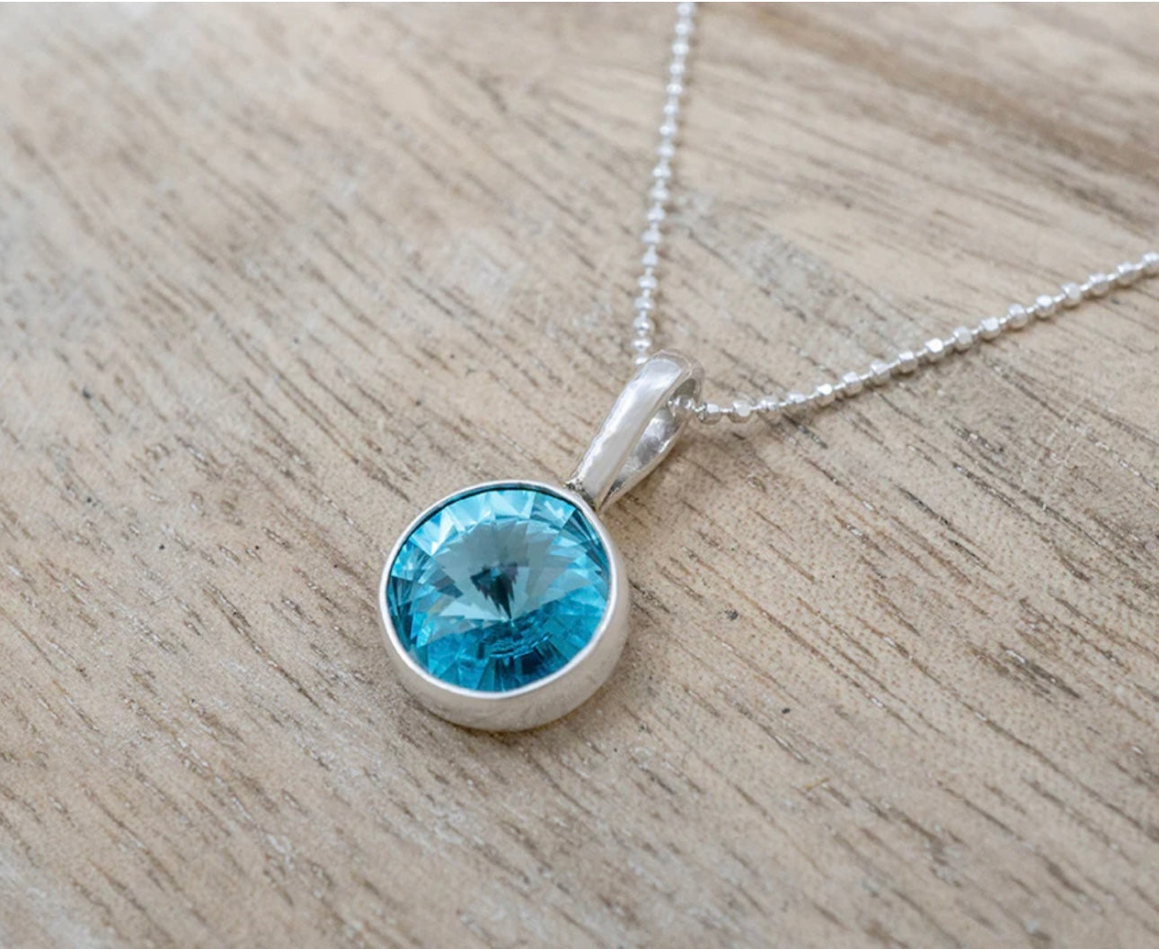 Light Blue Crystal Pendant Necklace