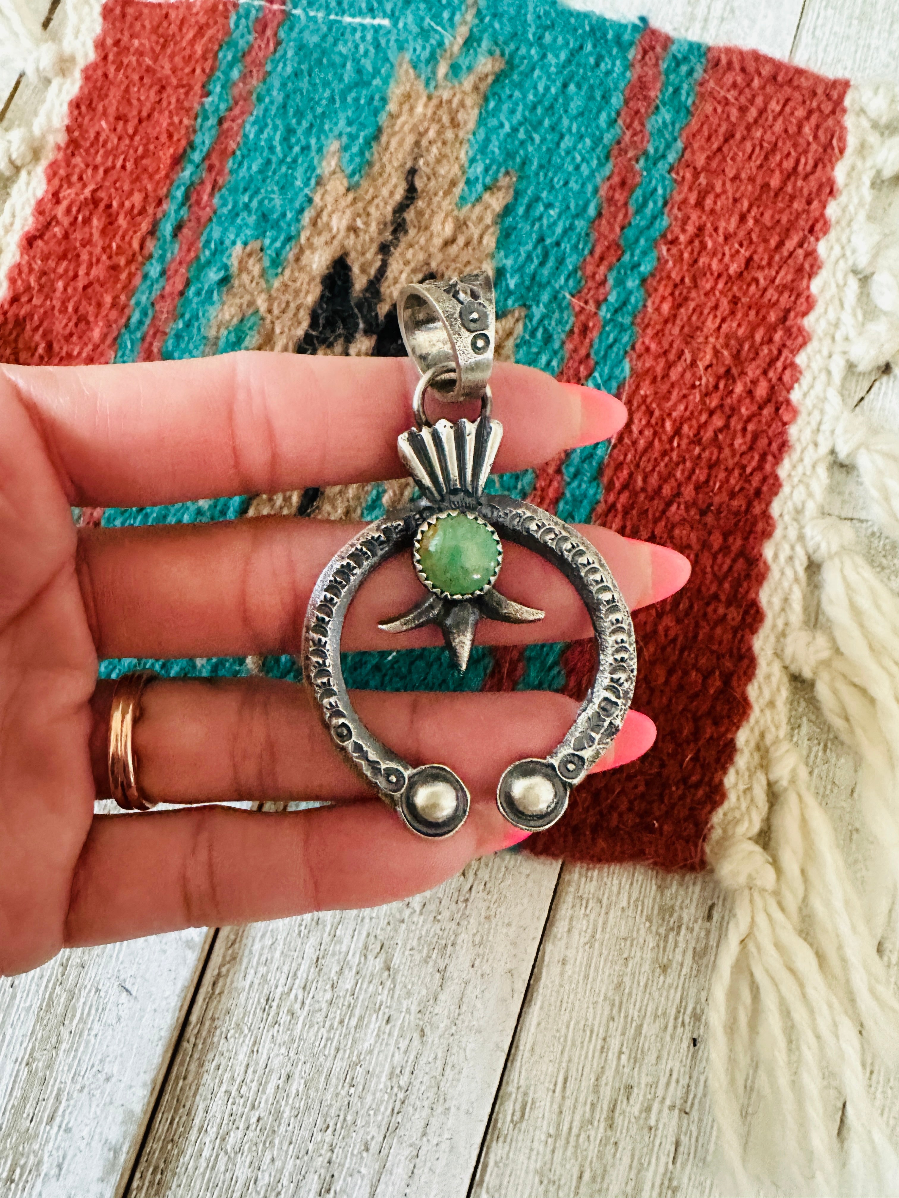 Handcrafted Sterling Silver & Turquoise Naja Pendant by Eva & Linberg Billah