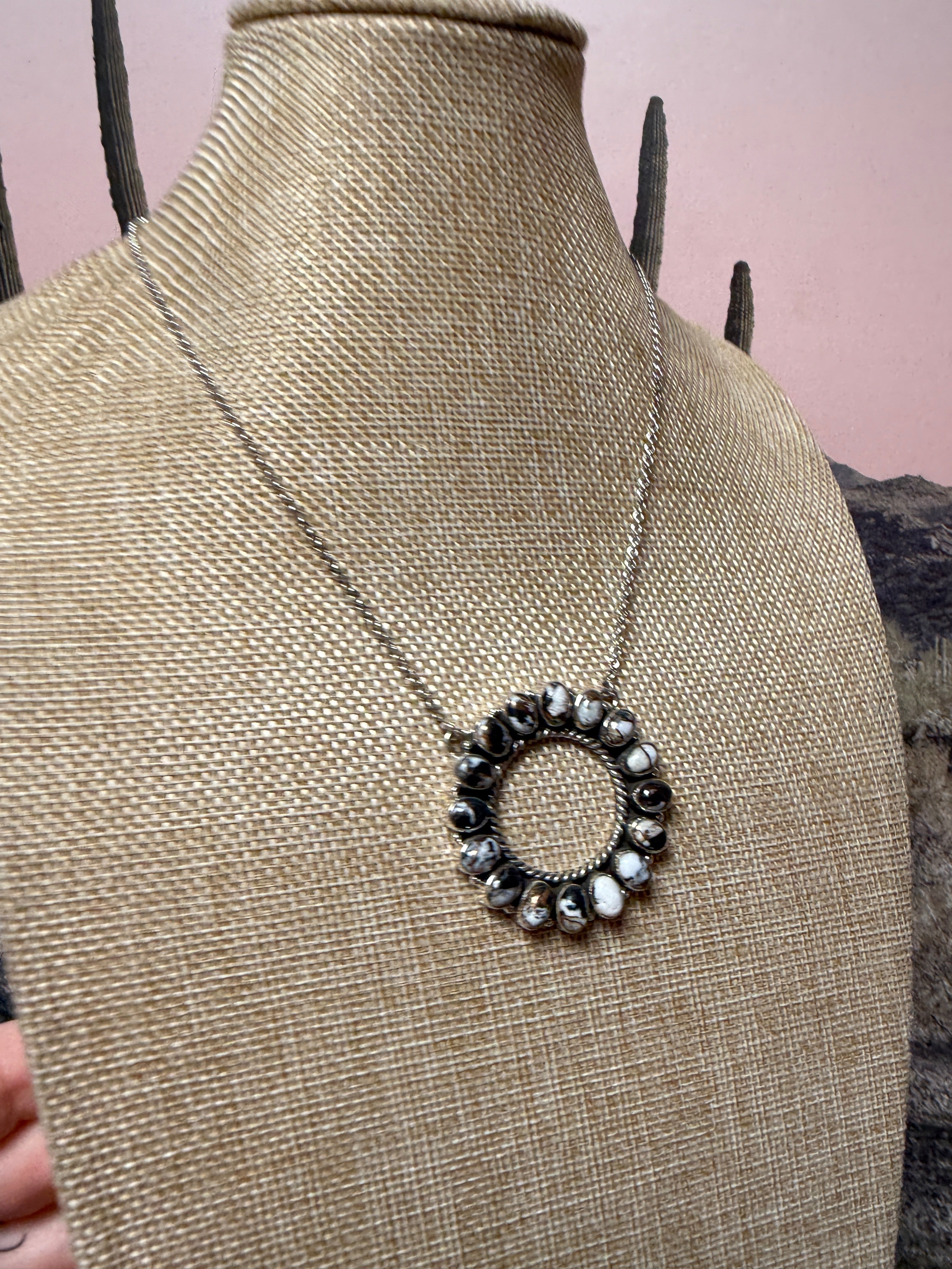 Handmade Sterling Silver & White Buffalo Mojave Necklace