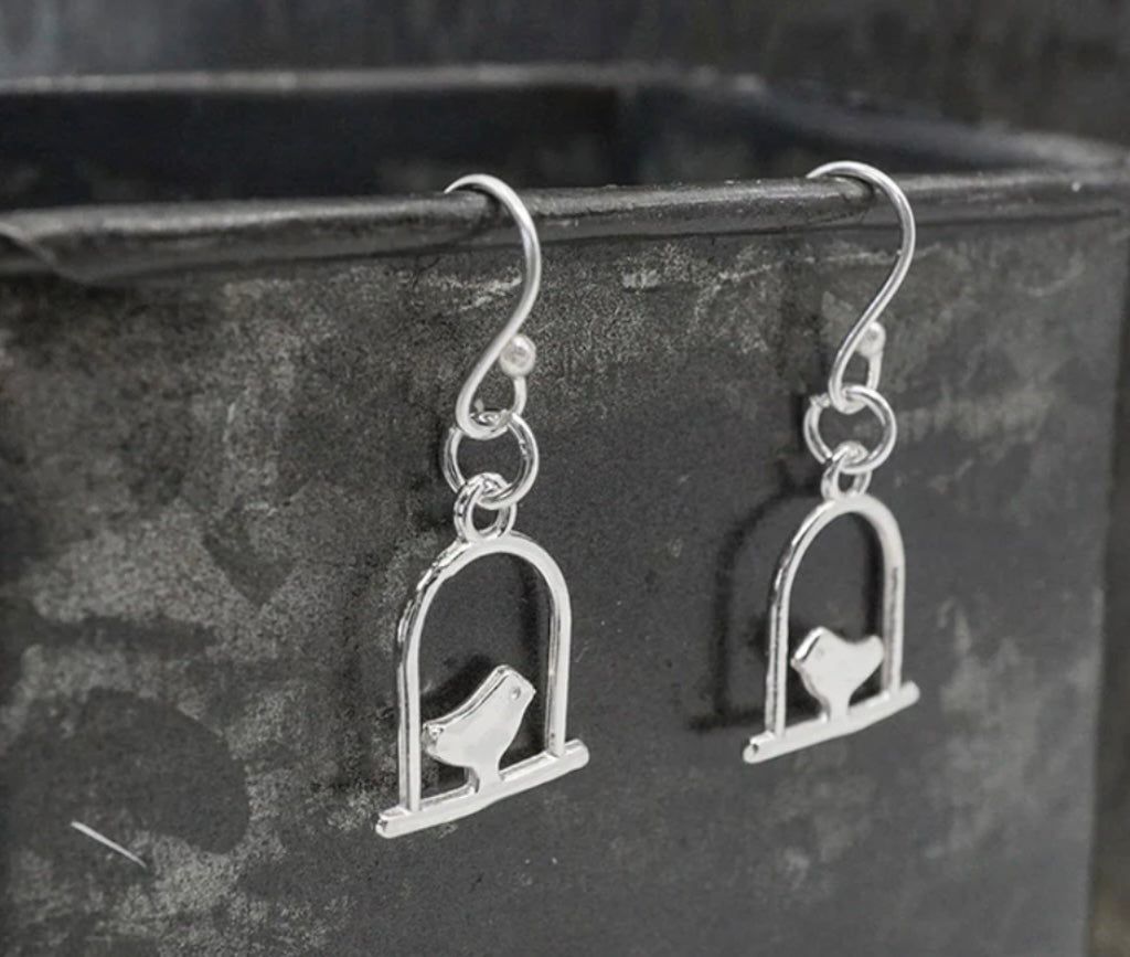 Swinging Bird Silhouette Earrings