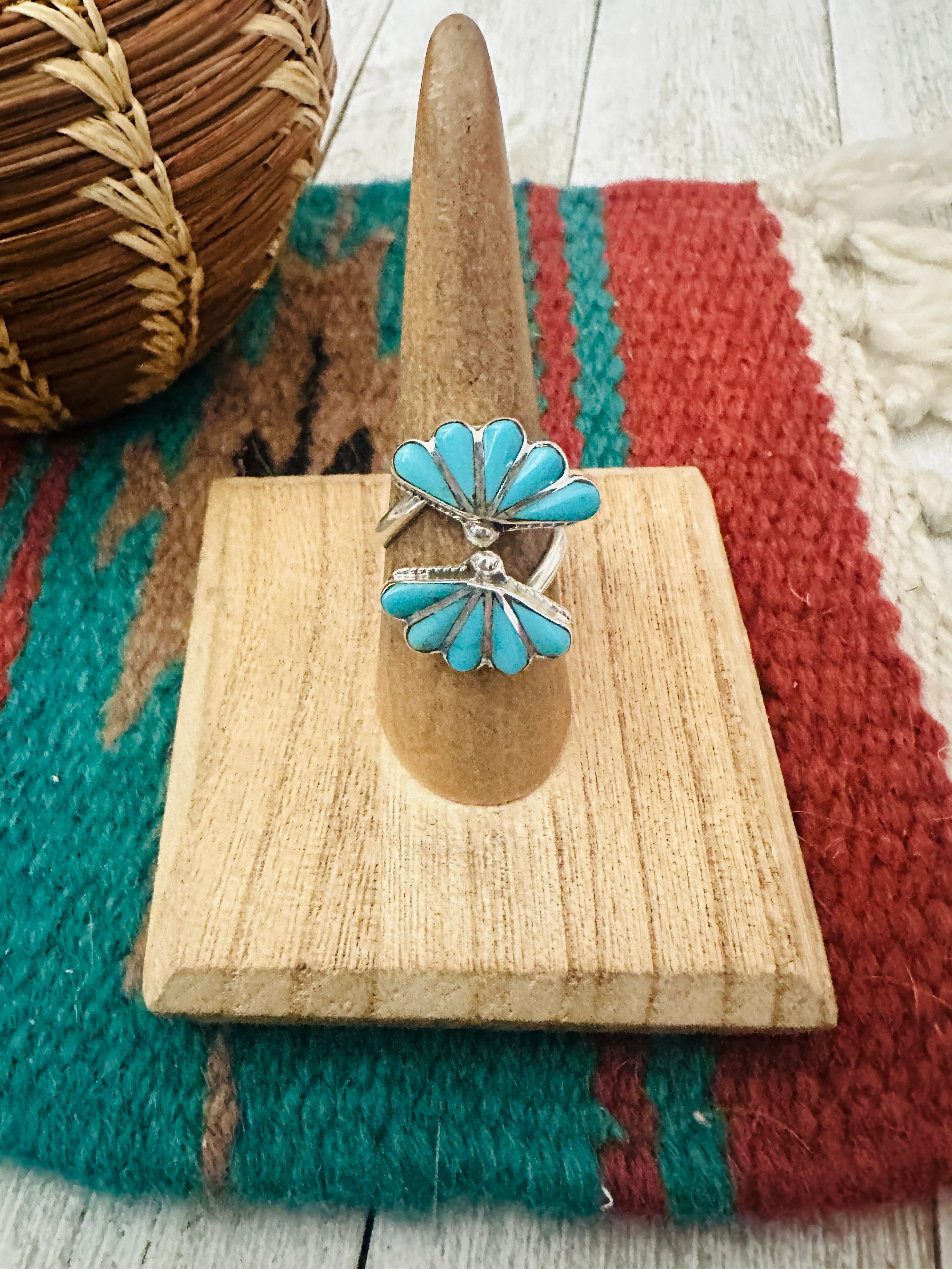 Handcrafted Sterling Silver & Turquoise Adjustable Ring