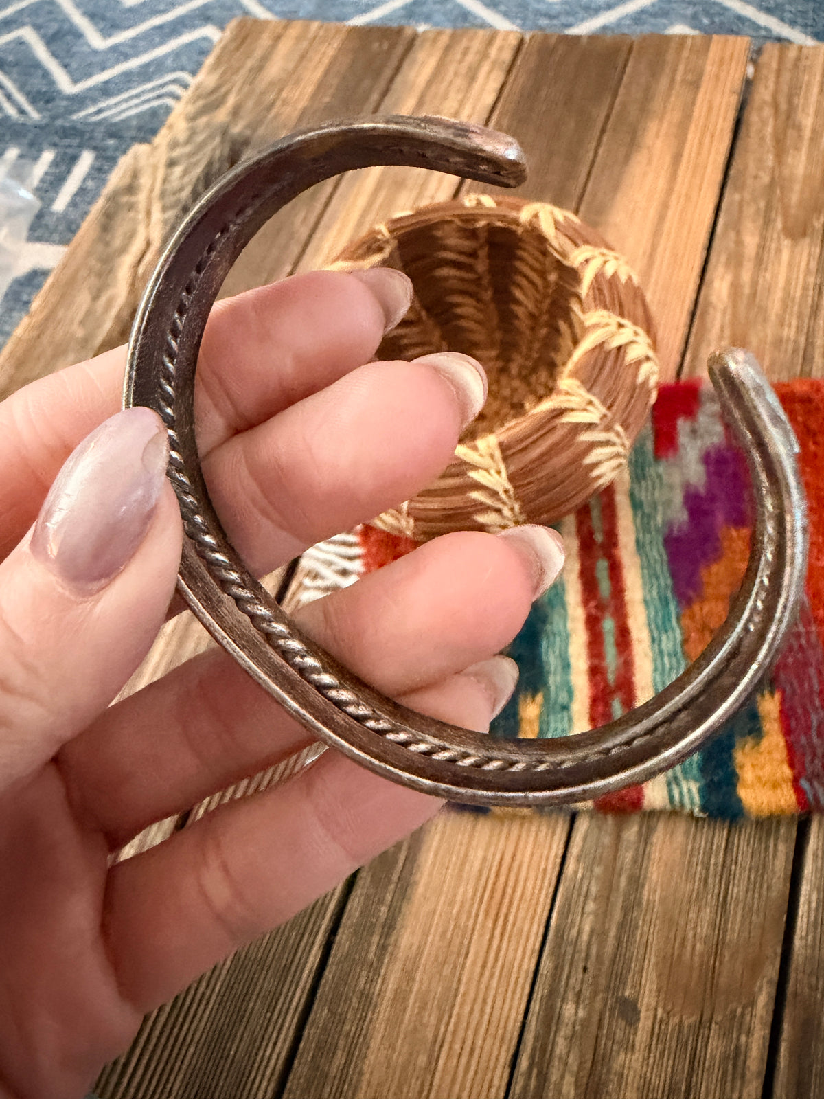 Handcrafted Old Pawn Sterling Silver Cuff Bracelet
