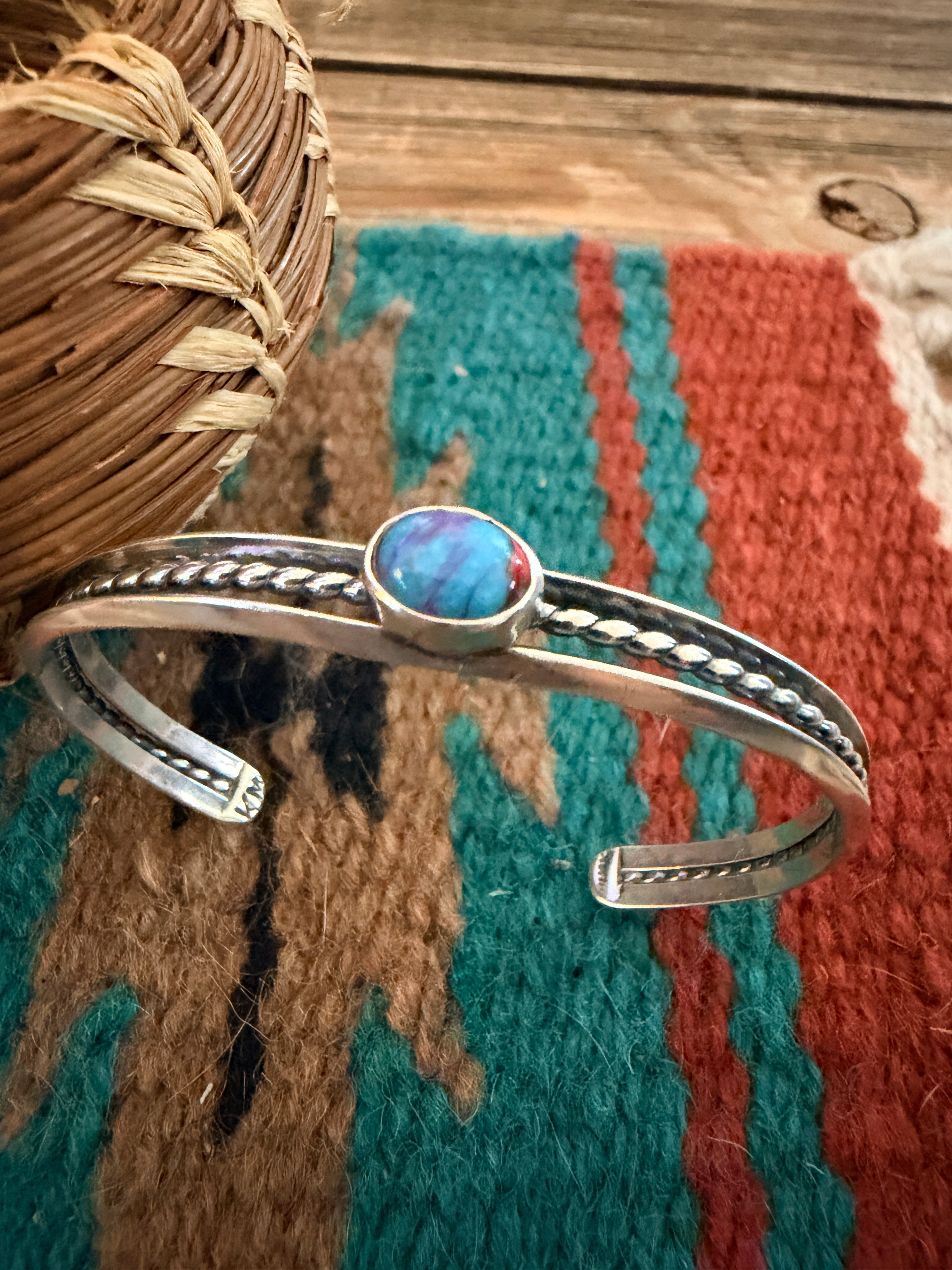 Handcrafted Pink Dream Mojave & Sterling Silver Cuff Bracelet