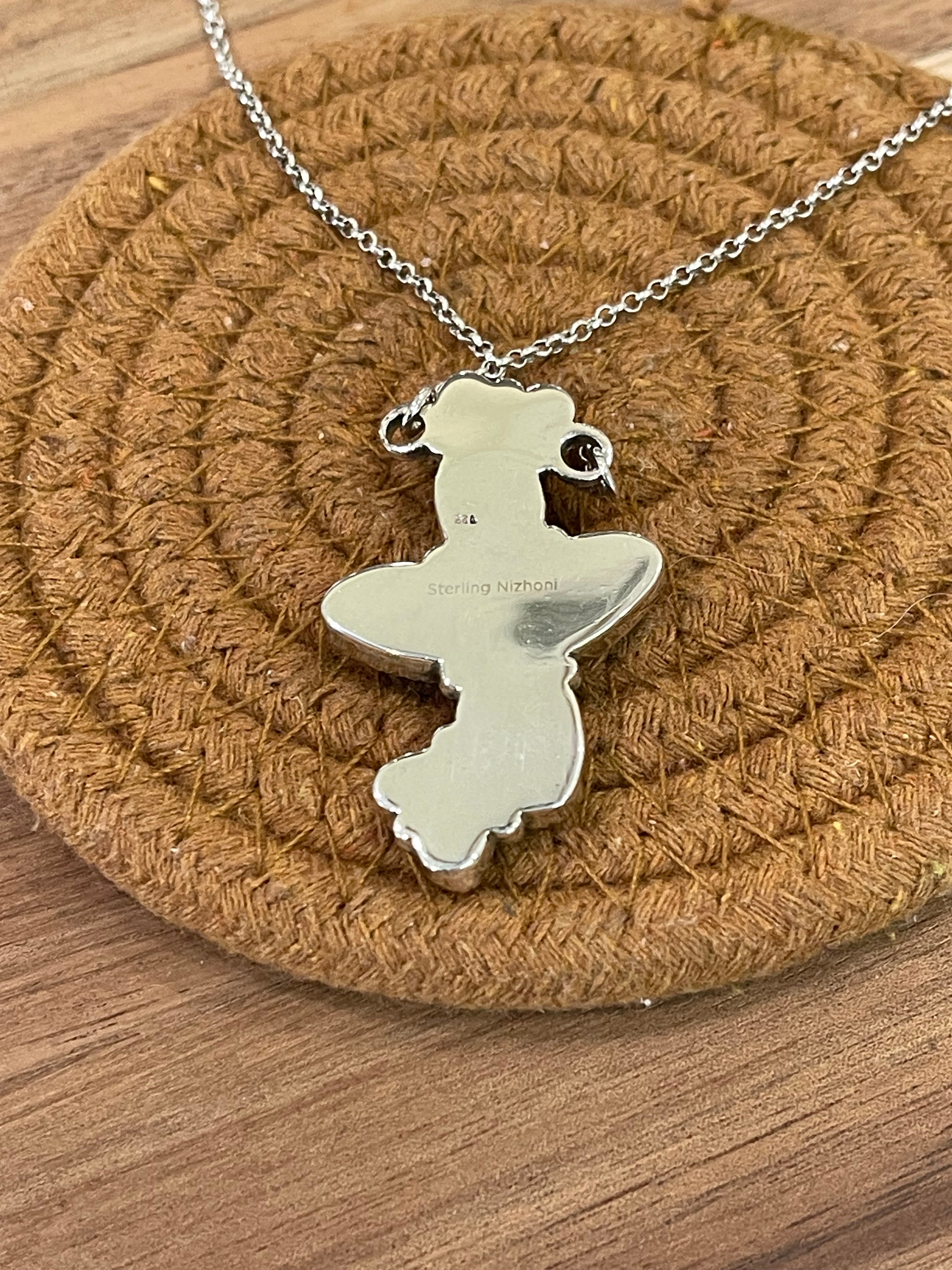 Handmade Sterling Silver, Golden Hills Turquoise & Coral Necklace Signed Nizhoni