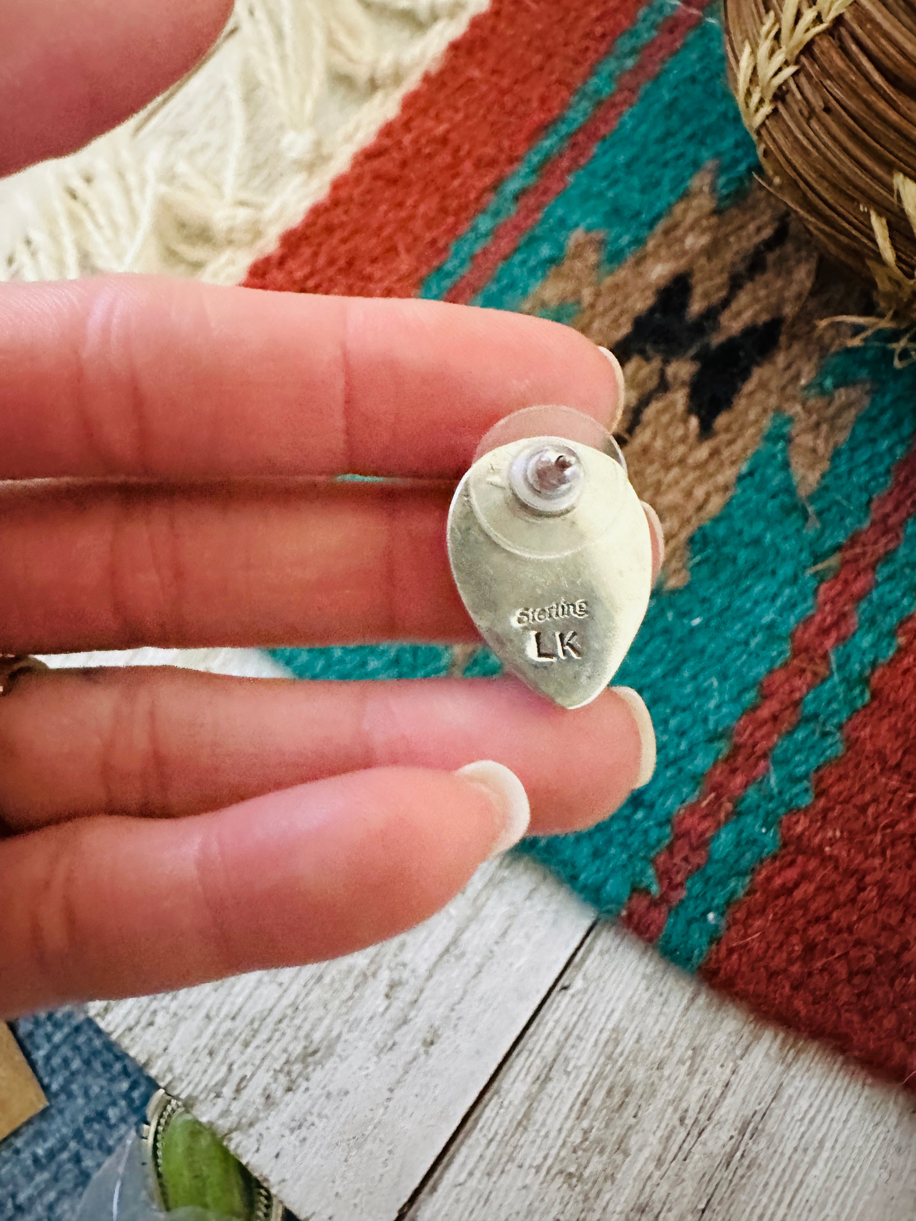 Navajo Turquoise & Sterling Silver Teardrop Post Earrings