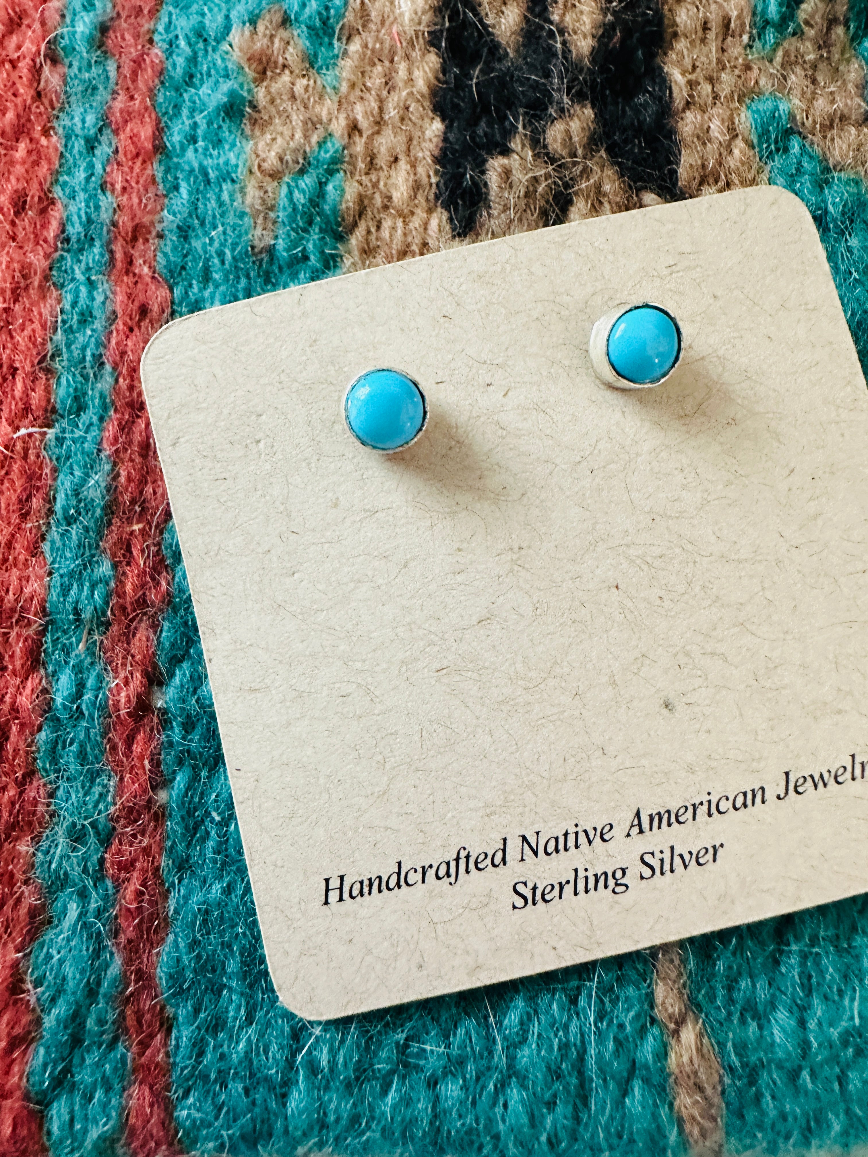Handcrafted Sonoran Gold Turquoise & Sterling Silver Stud Earrings by Gilbert Weebothee