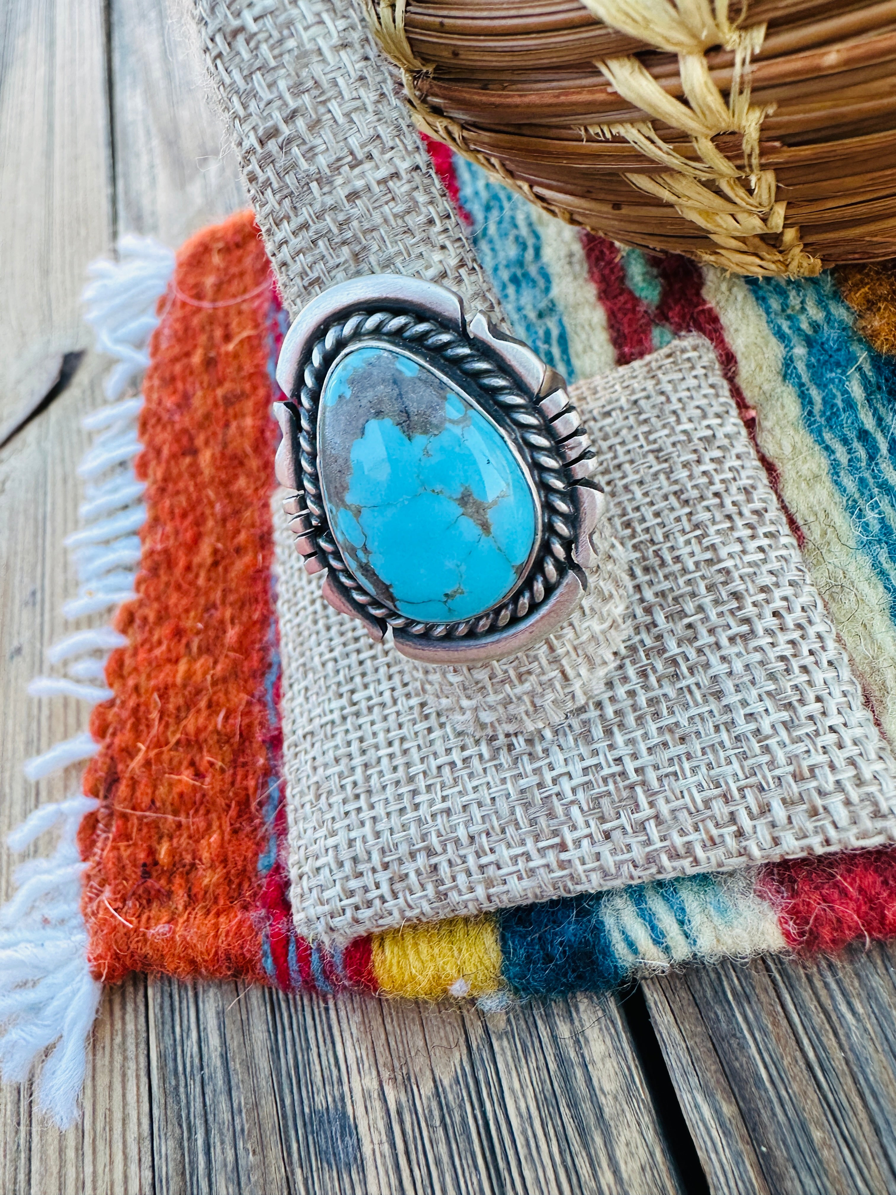 Handcrafted Turquoise & Sterling Silver Adjustable Ring