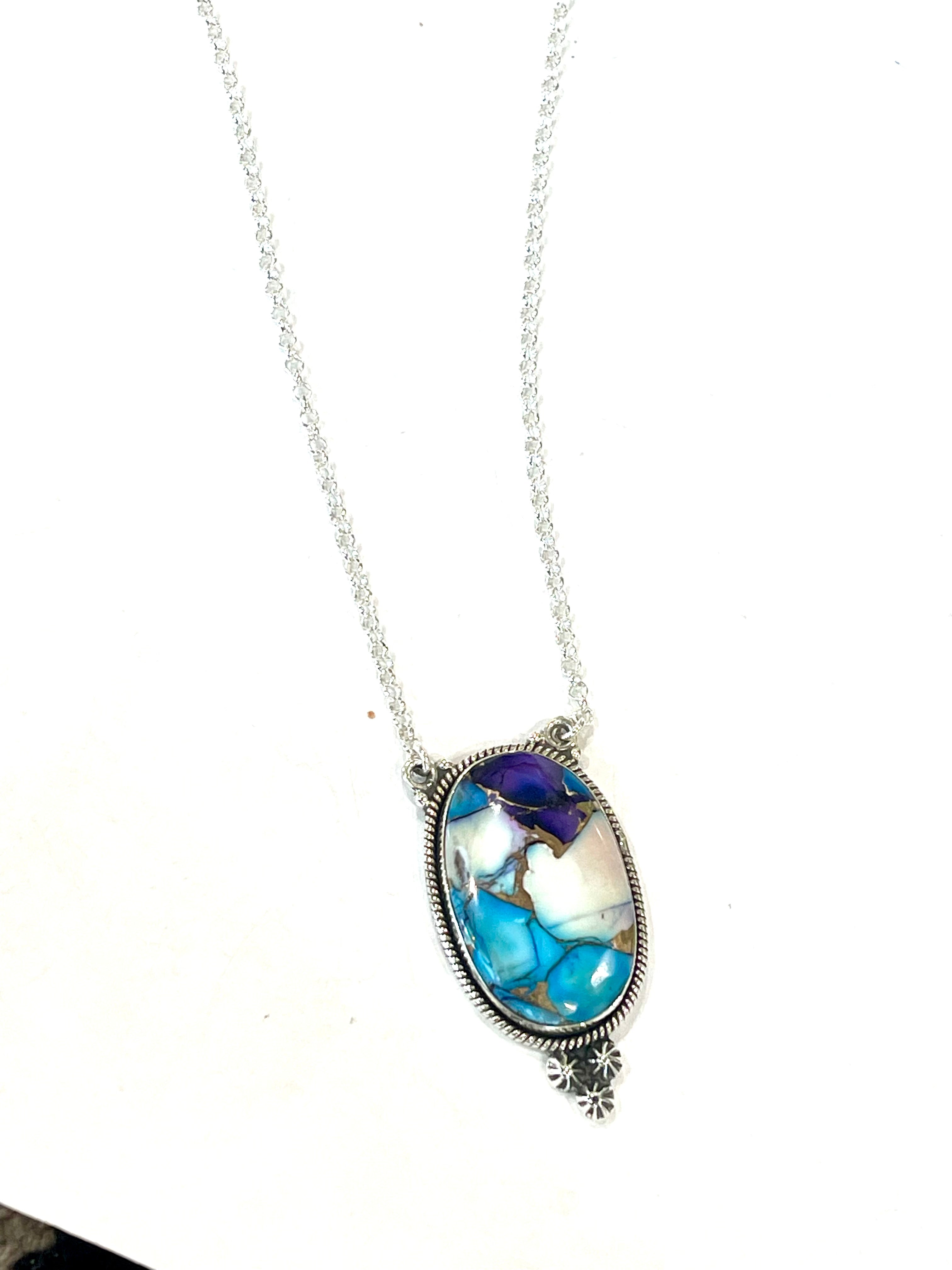 Handmade Sterling Silver & Purple Dream Mojave Heart Necklace