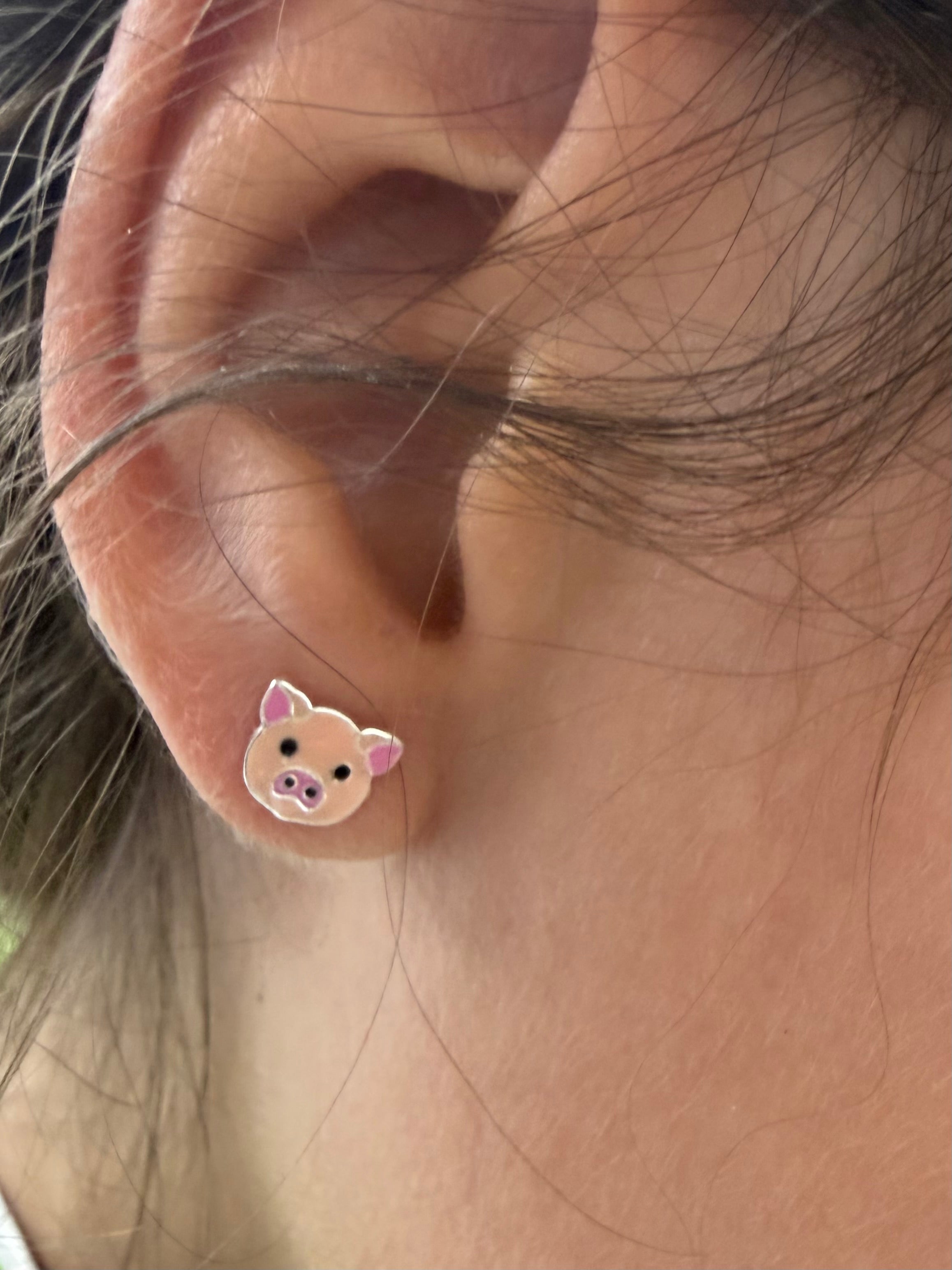 Pig Sterling Silver Stud Earrings