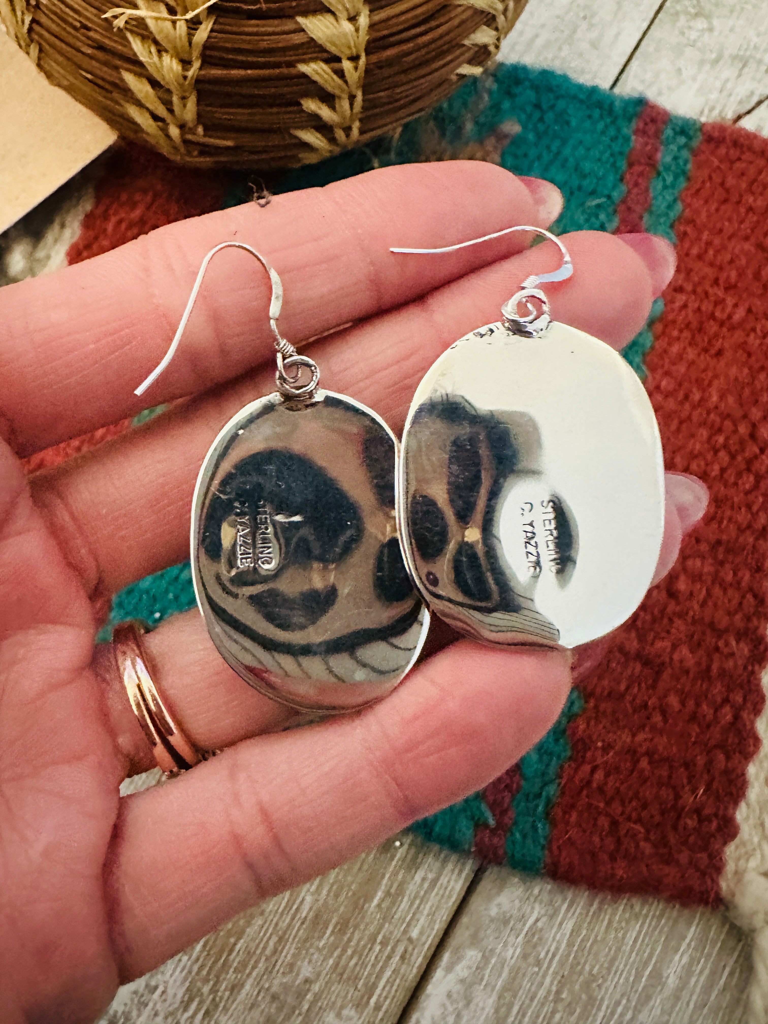 Handcrafted Orange Spiny & Sterling Silver Shadowbox Dangle Earrings