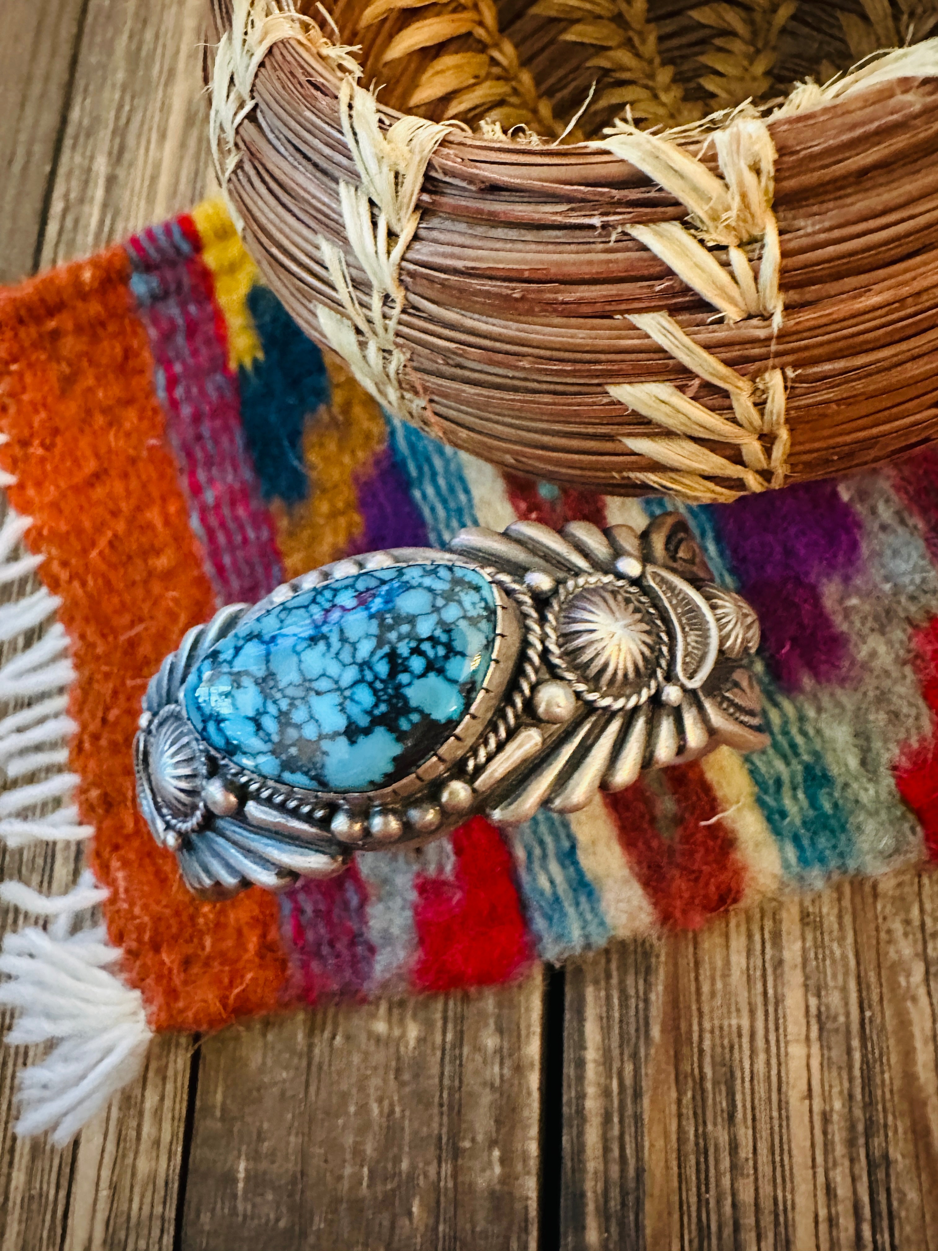 Handcrafted Tibetan Turquoise & Sterling Silver Cuff Bracelet