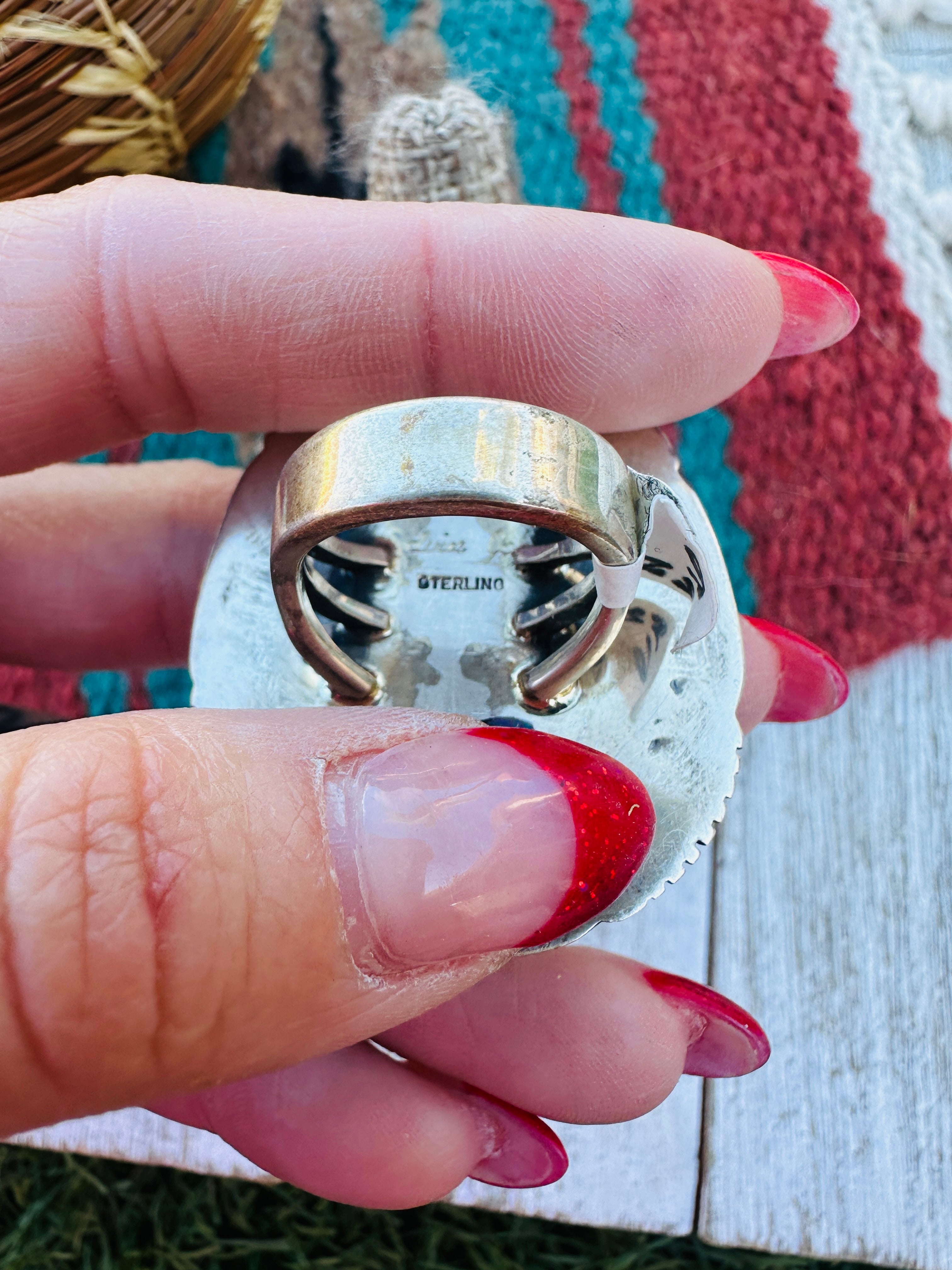 Handcrafted Dry Creek Turquoise & Sterling Silver Ring Size 6