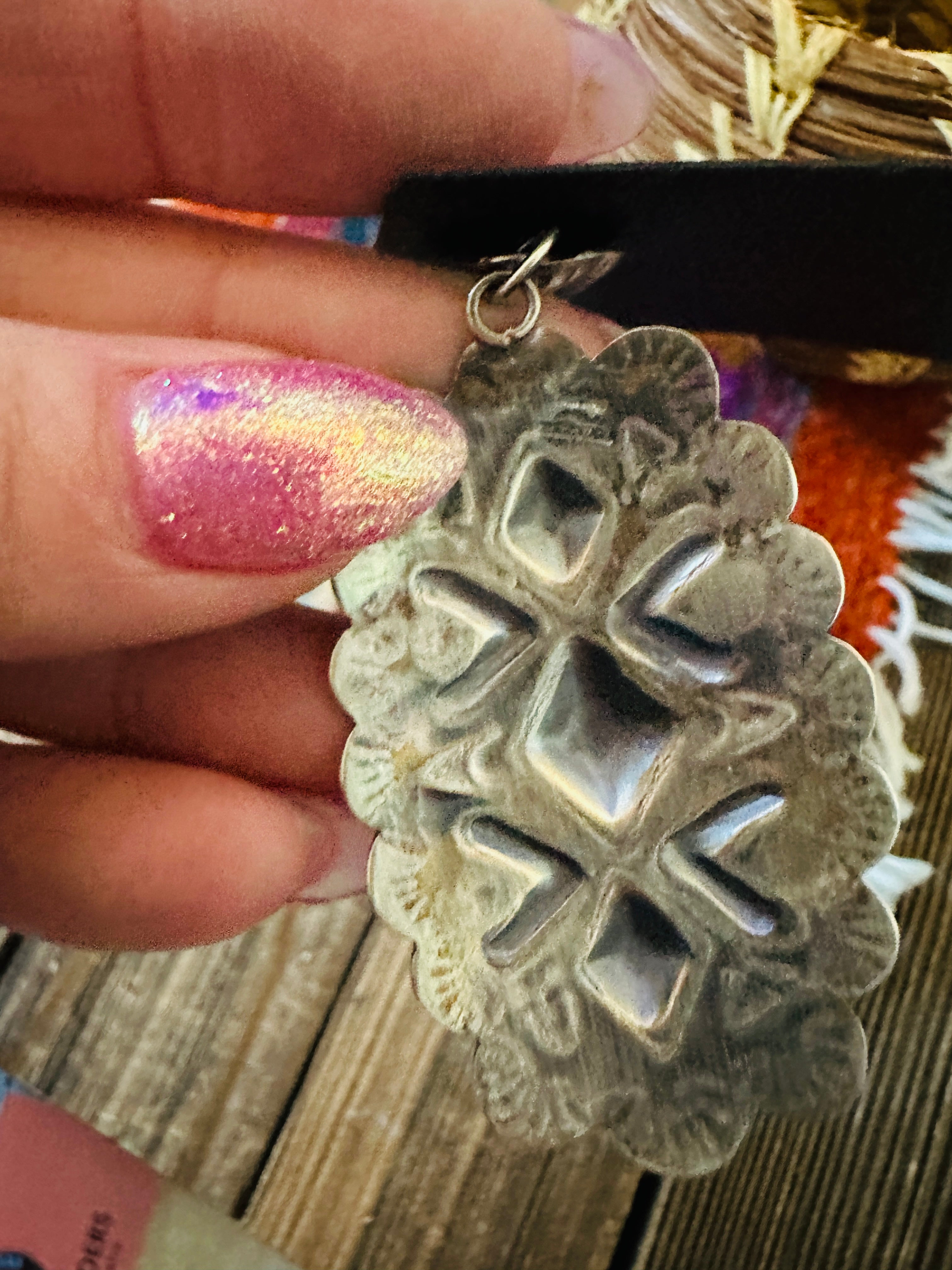 Handcrafted Turquoise & Sterling Silver Concho Dangle Earrings