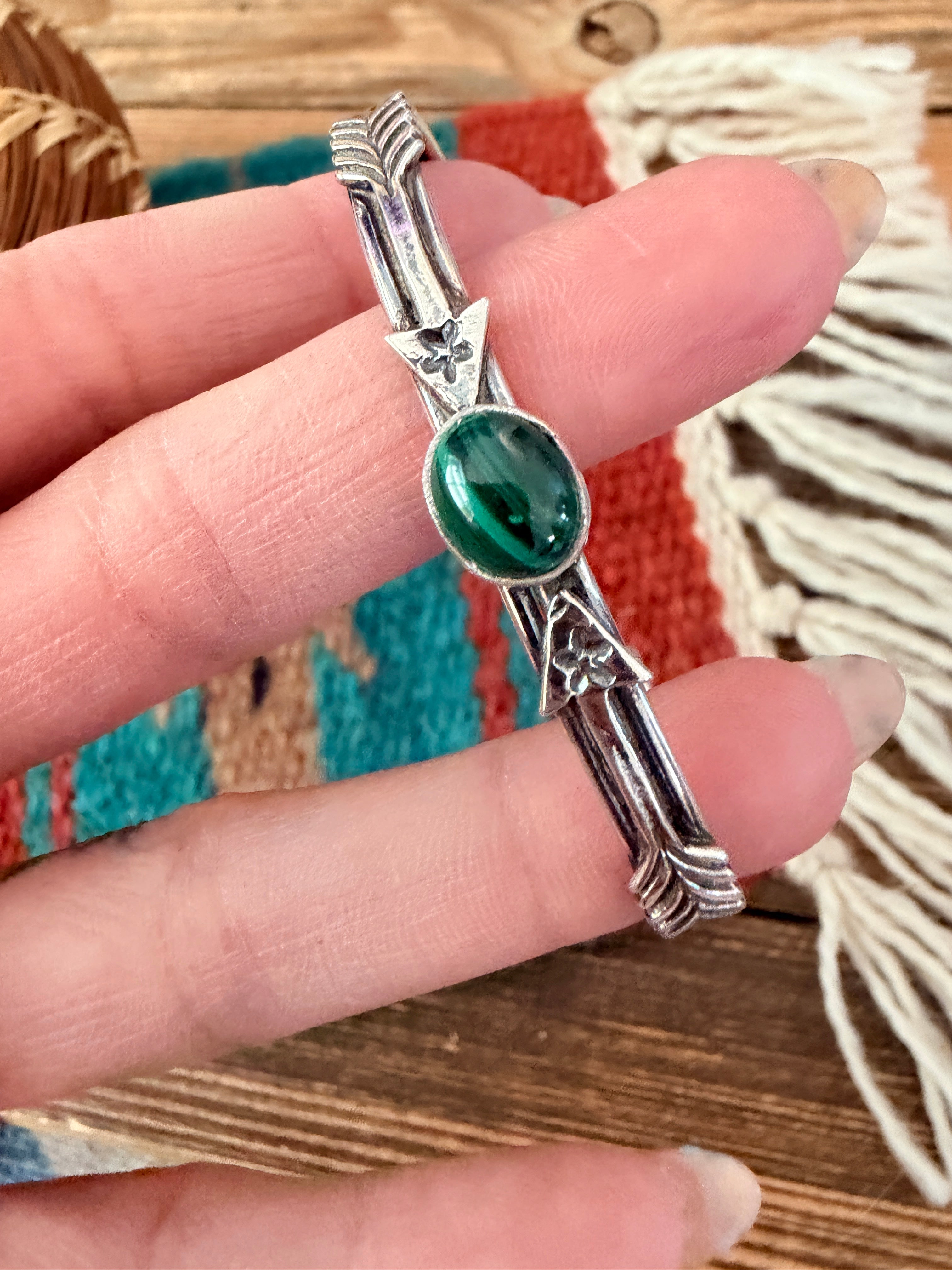 Handcrafted Sterling Silver & Malachite Arrow Cuff Bracelet
