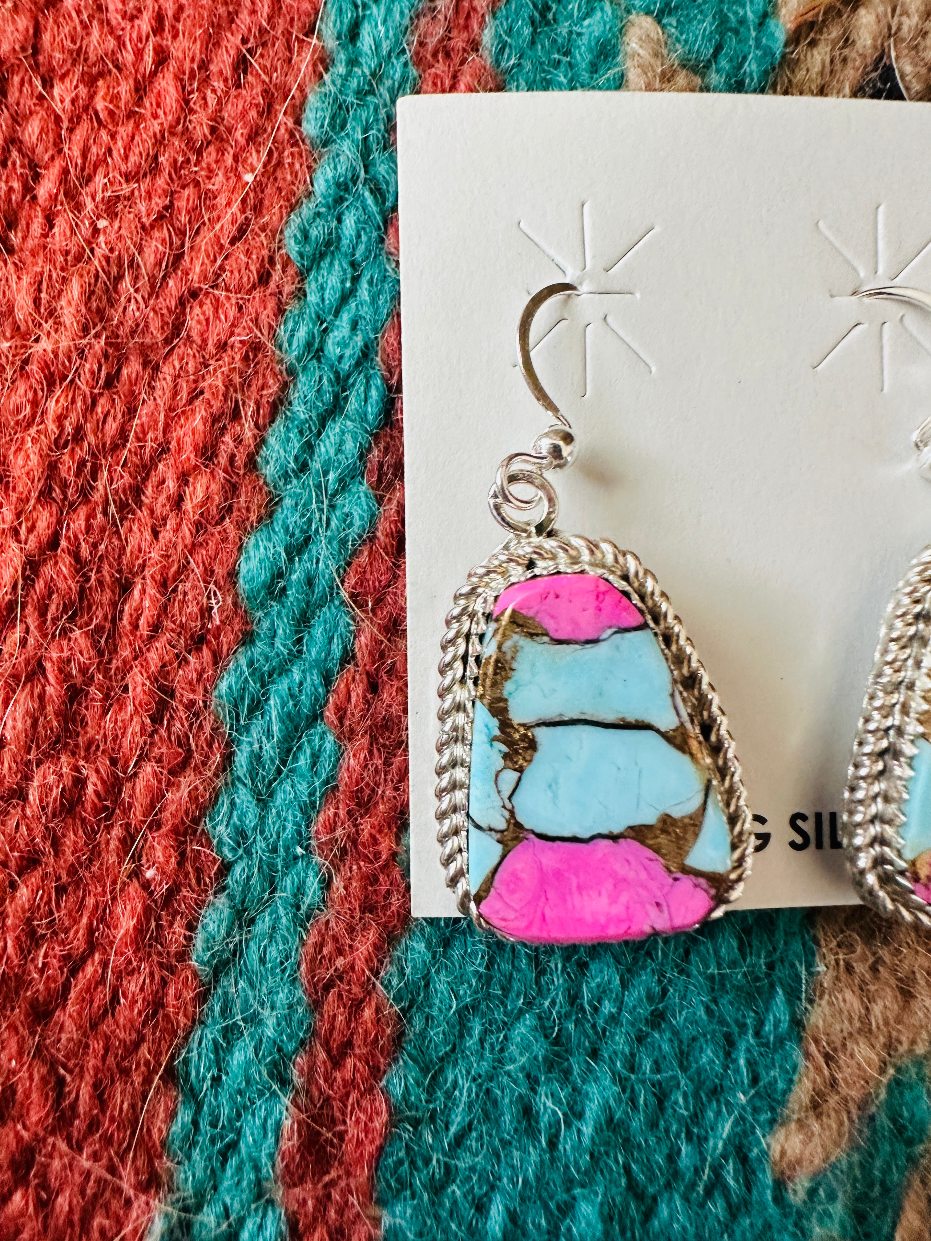 Handcrafted Cotton Candy and Sterling Silver Dangle Earrings