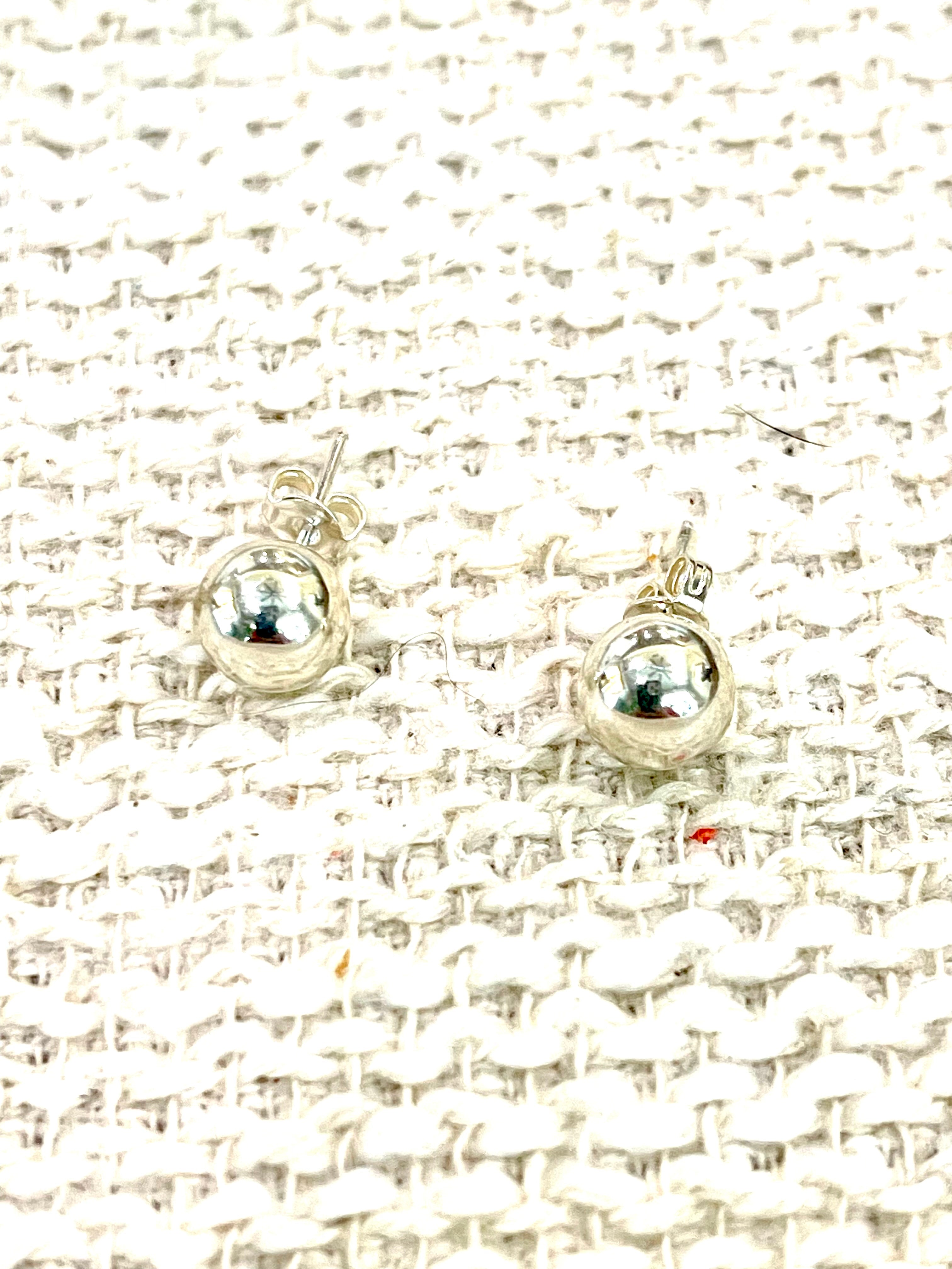 Handmade In Mexico Sterling Silver, Ball Stud Earrings