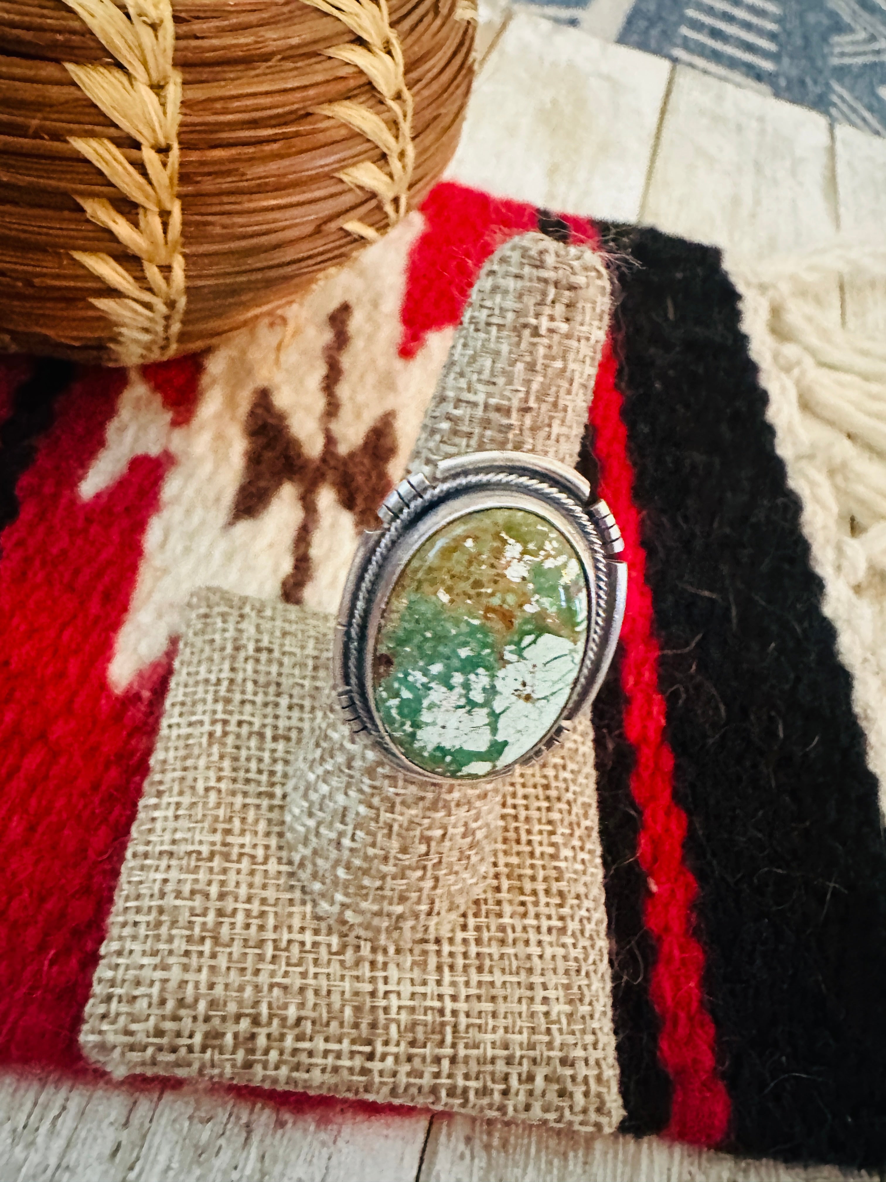 Handcrafted Turquoise & Sterling Silver Adjustable Ring