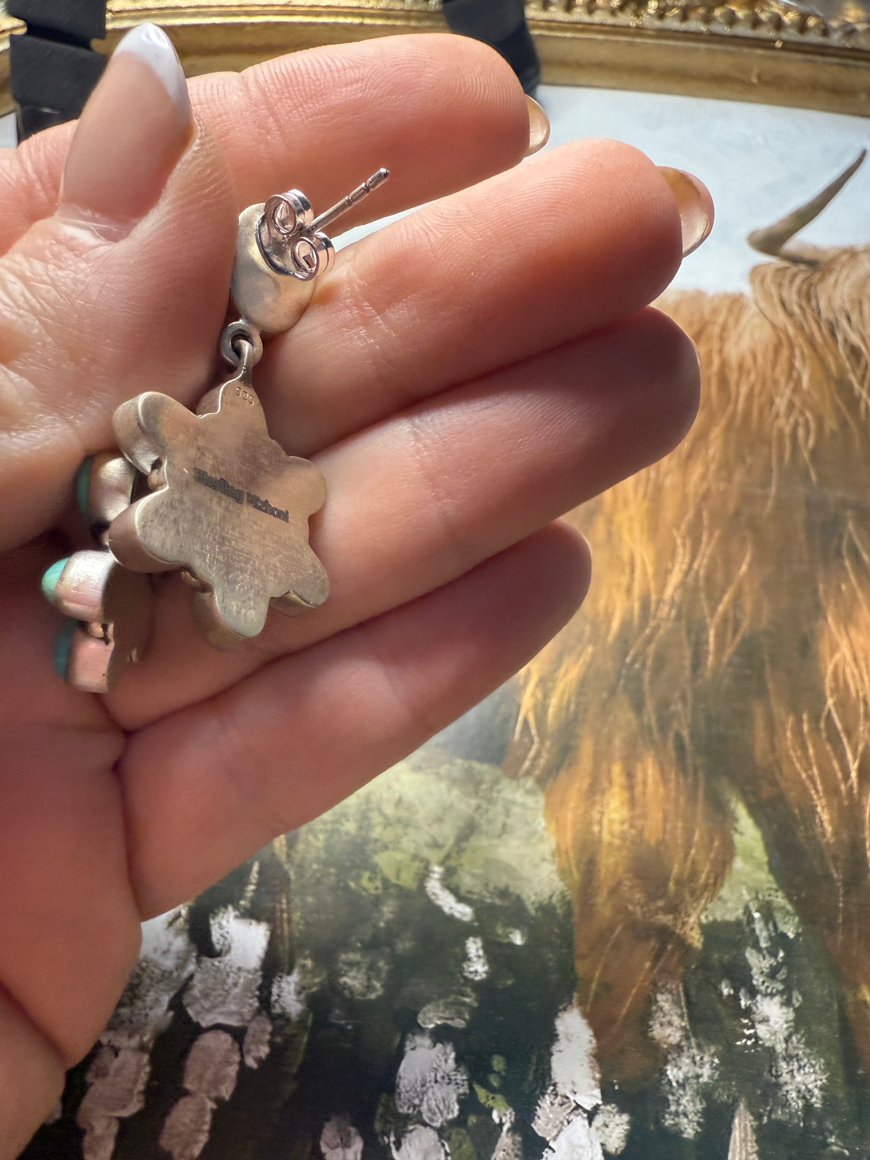 Handmade Sterling Silver, Turquoise ,Purple Dream Mojave Dangle Earrings