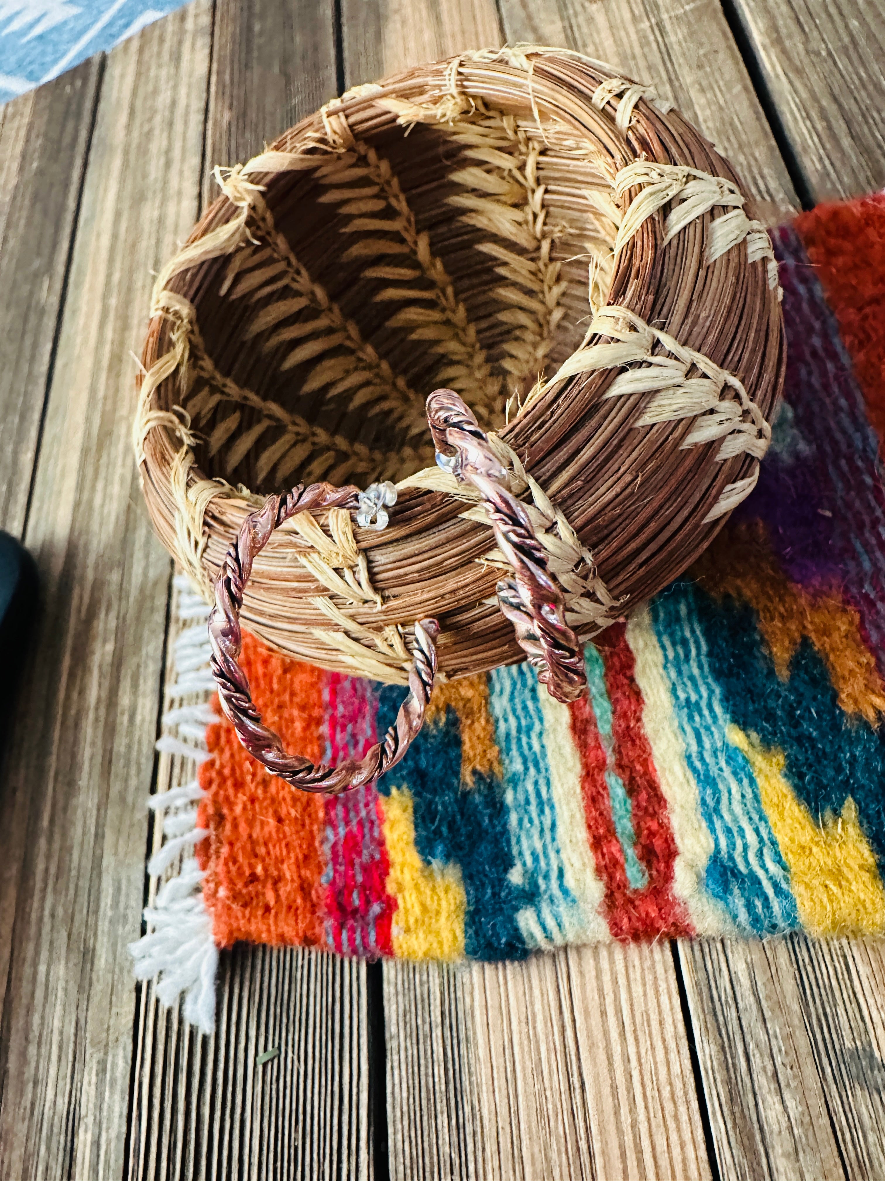 Handcrafted Twisted Copper Hoop Earrings