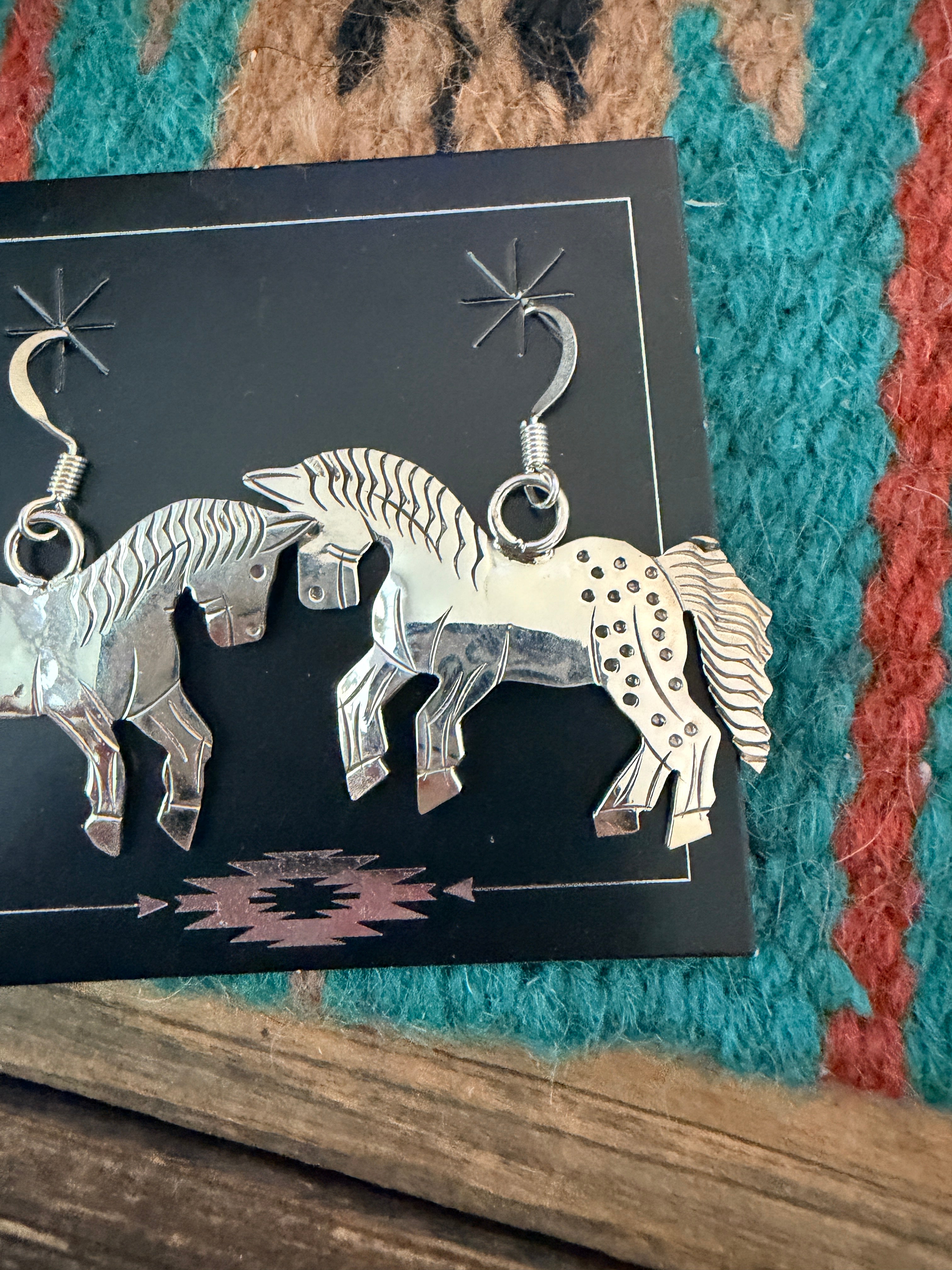 Handcrafted Sterling Silver Horse Dangle Earrings