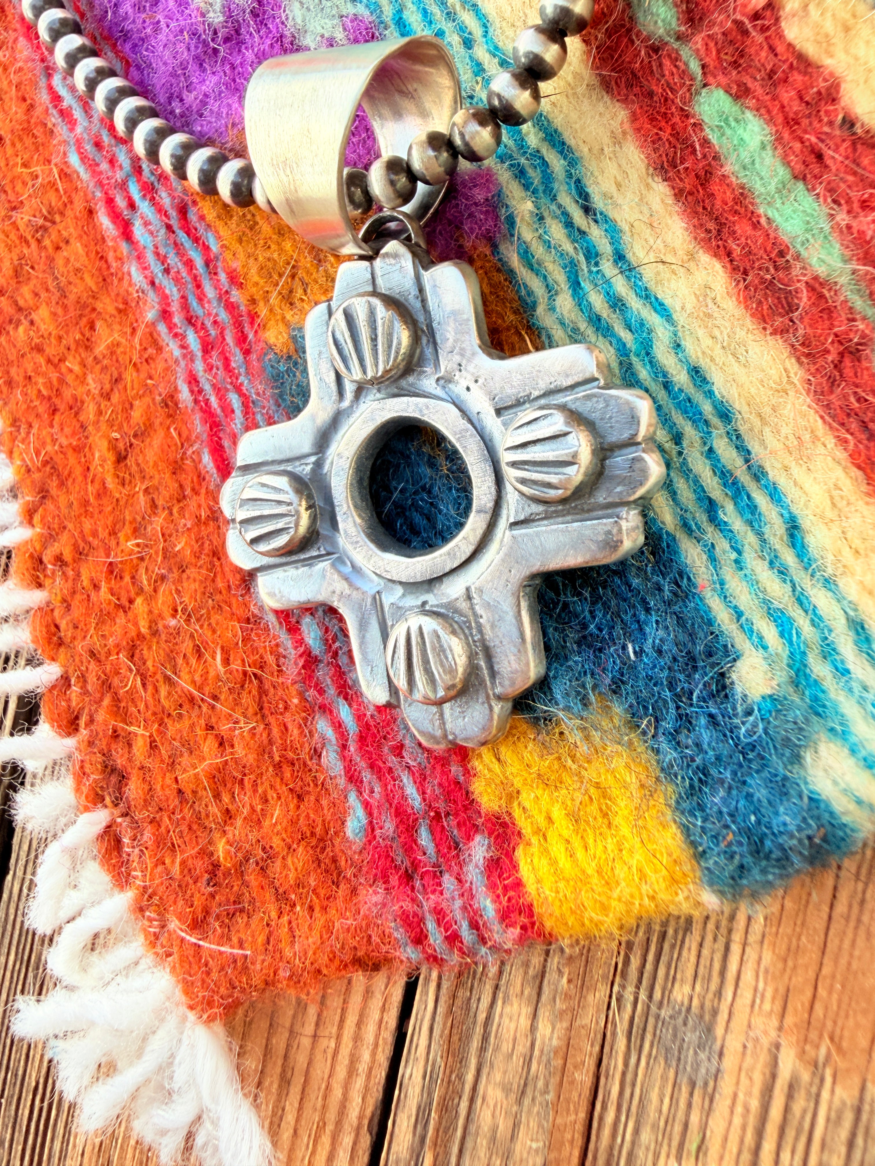 Handcrafted Sterling Silver Zia Cross Pendant by Chimney Butte