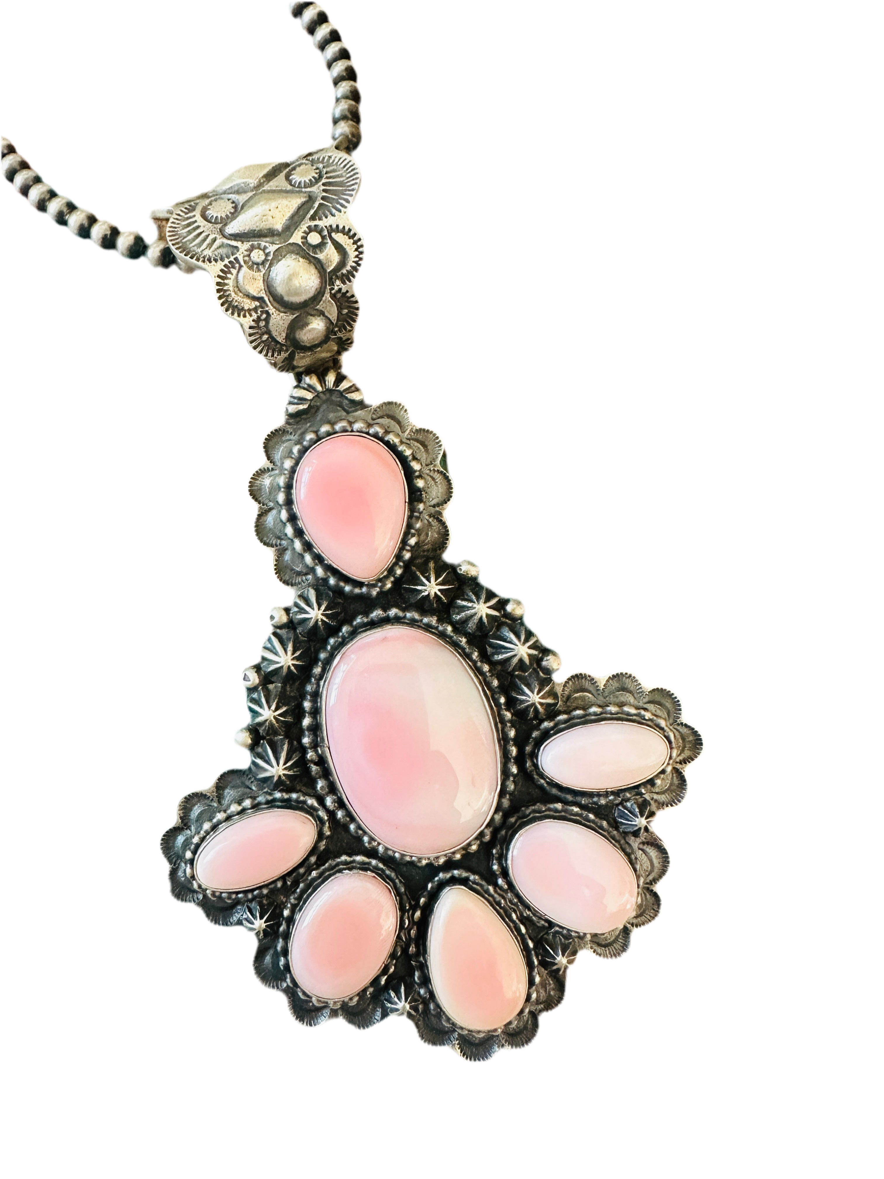 Handcrafted Sterling Silver & Queen Pink Conch Pendant by Shawn Cayatineto