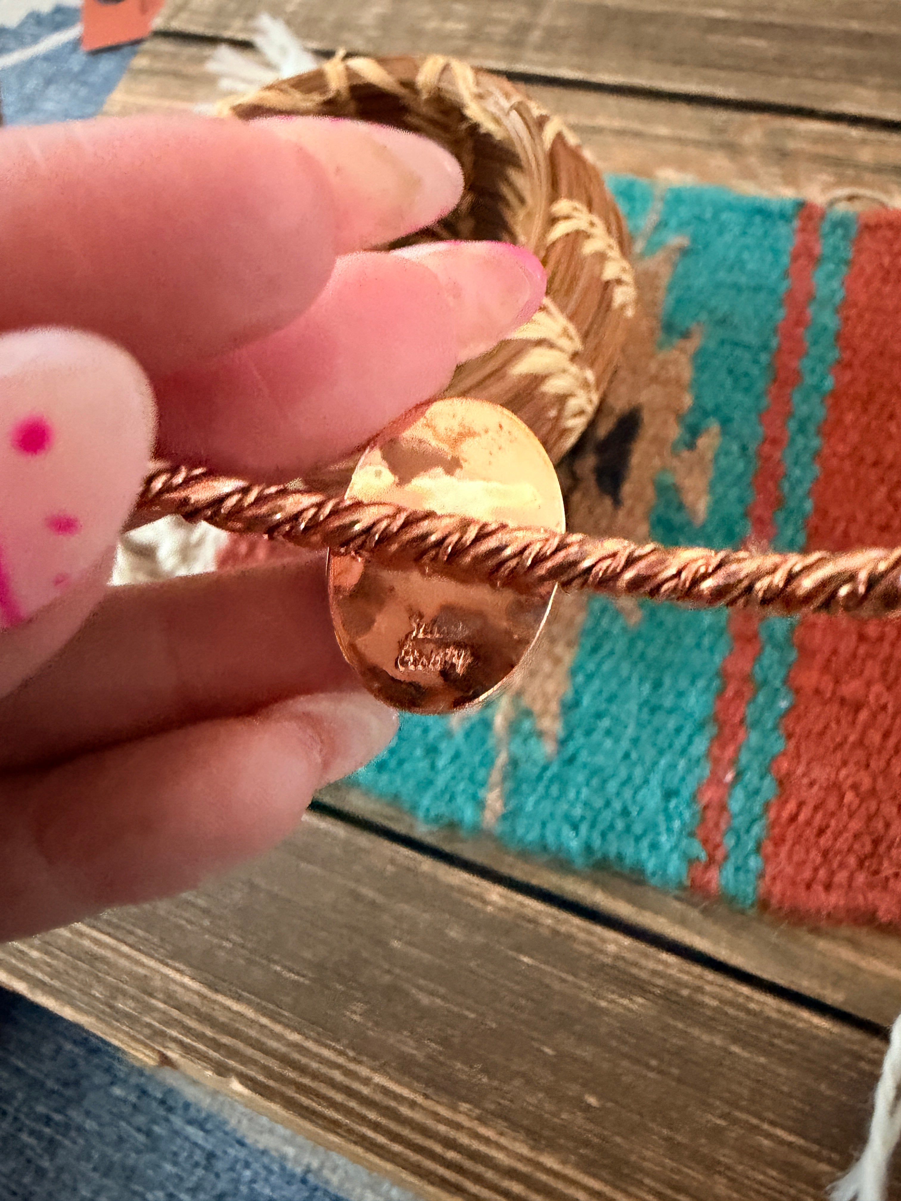 Handcrafted Turquoise & Copper Twisted Cuff Bracelet by Julia Etsitty